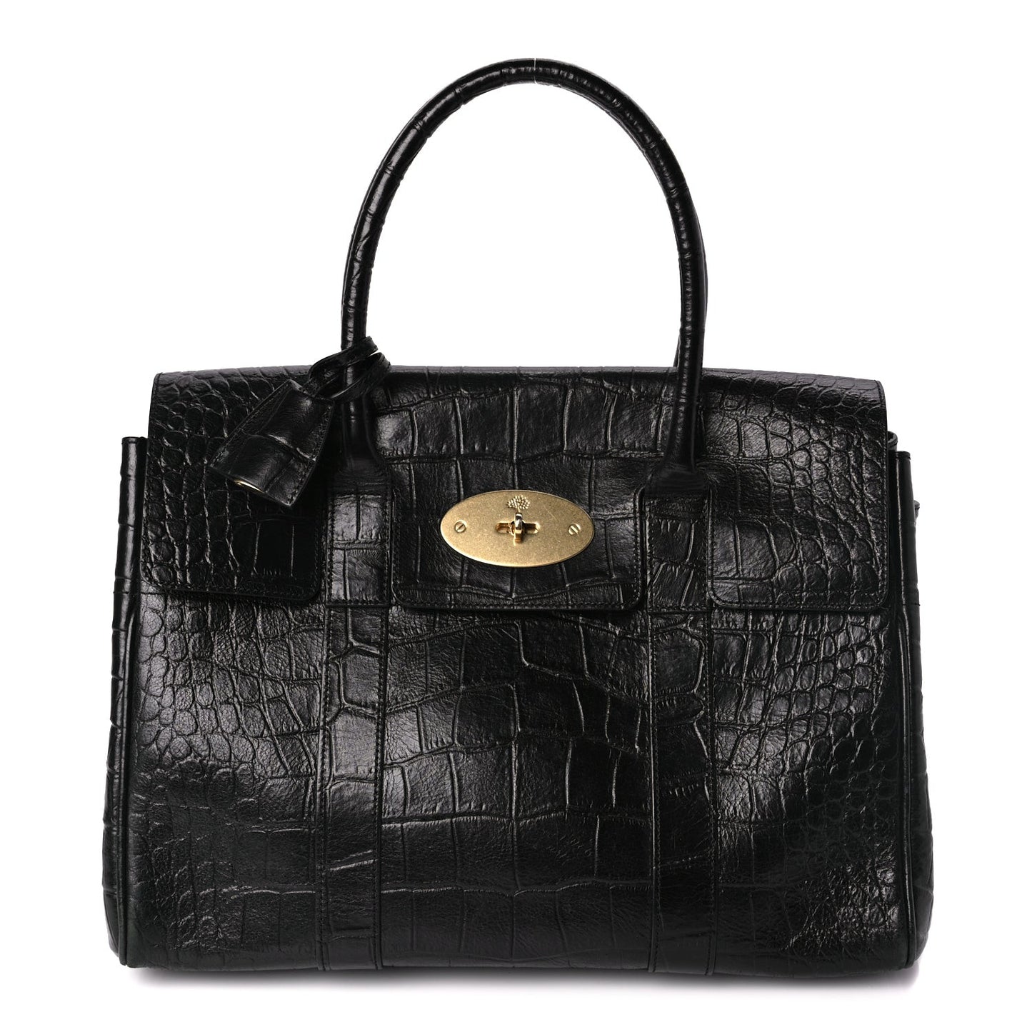 Calfskin Crocodile Embossed Bayswater Black
