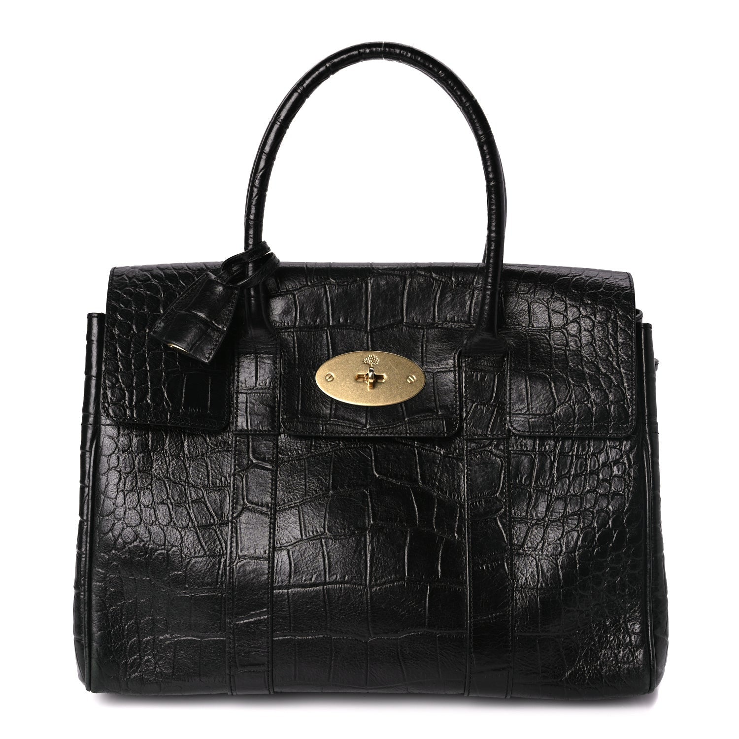 Mulberry Calfskin Crocodile Embossed Bayswater Black 1 of 8