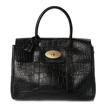 Mulberry Calfskin Crocodile Embossed Bayswater Black 1 of 8