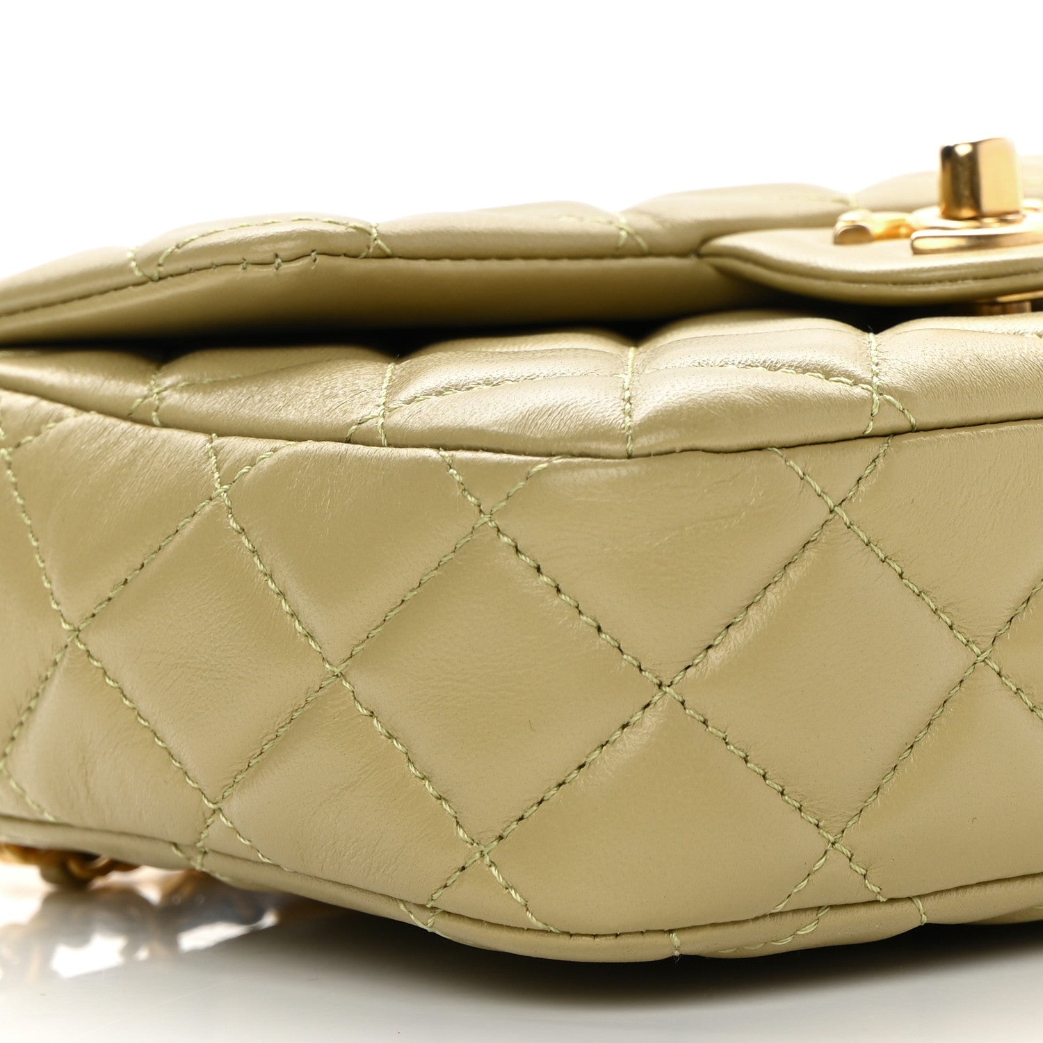Chanel Lambskin Enamel Quilted Mini Coco Hearts Square Flap Light Green 9 of 13