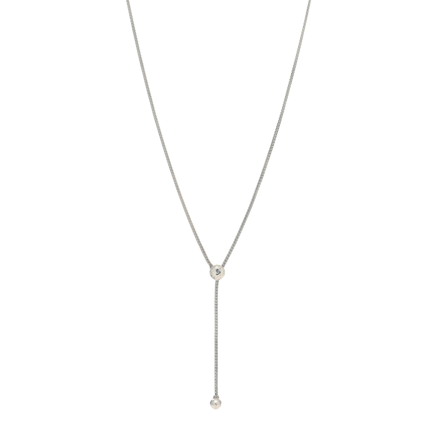 Sterling Silver Classic Chain Hammered Y Necklace