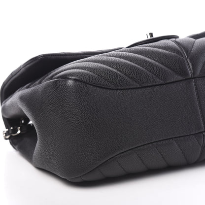 Chanel Caviar Chevron Quilted Large Puffy CC Flap Black 7 of 9