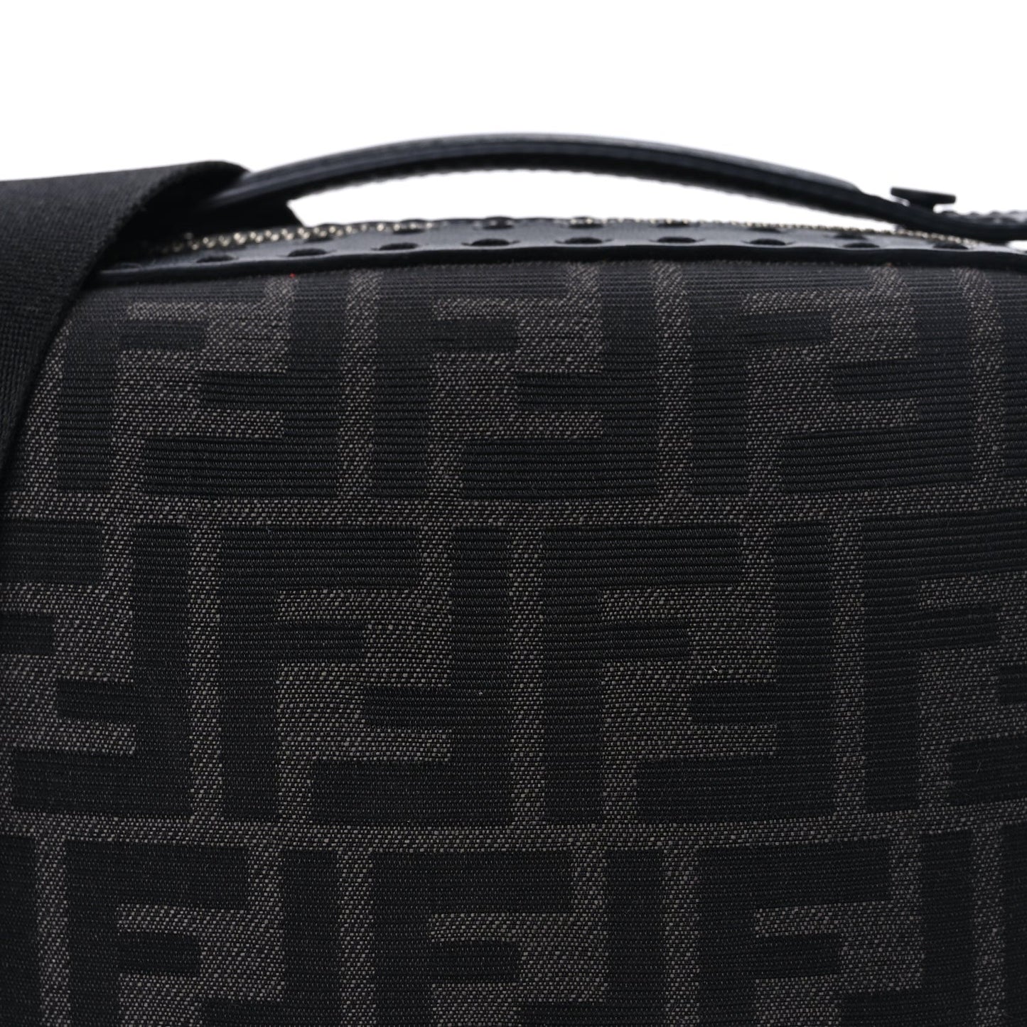 Recycled Fabric Jacquard Vitello Astro FF 1974 Mini Suitcase Bag Asfalto Black