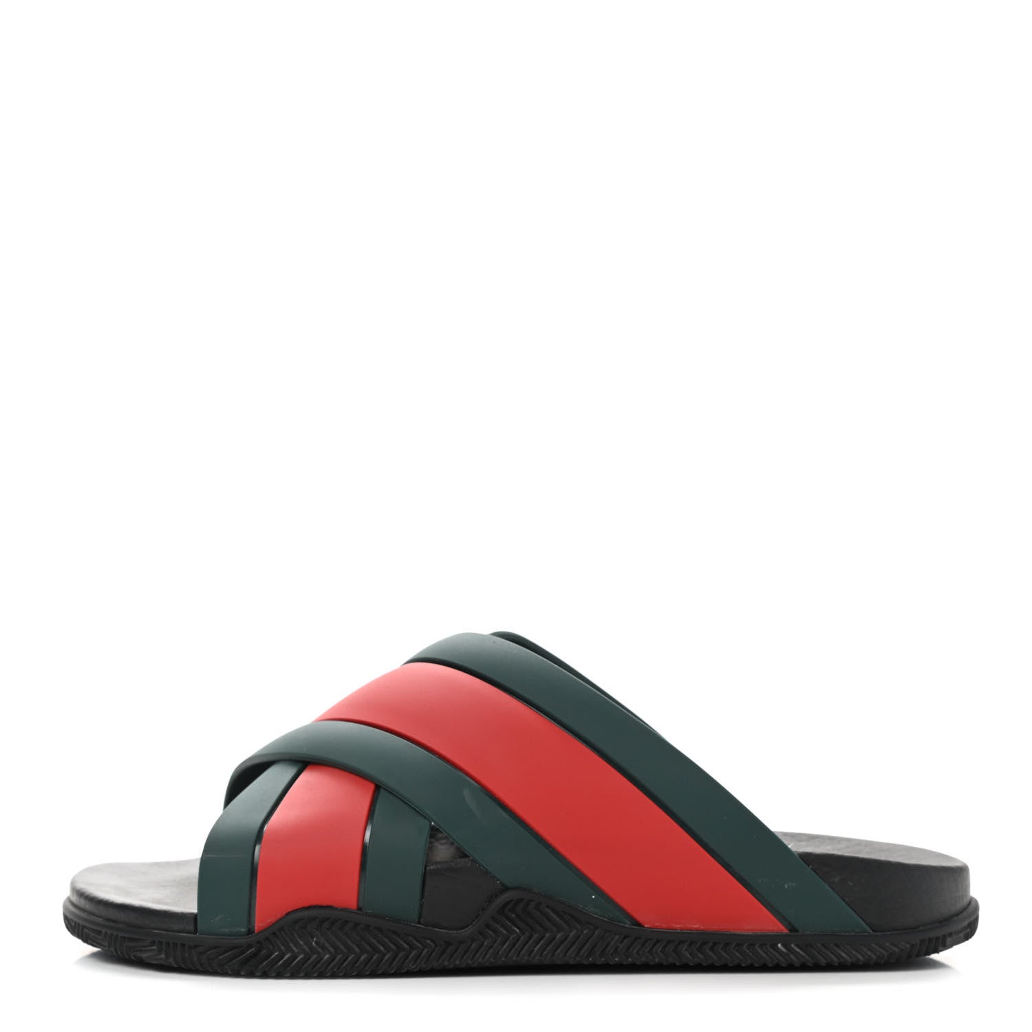 Gucci Rubber Web Mens Criss Cross Slide Sandals 7 Green Red 1 of 12