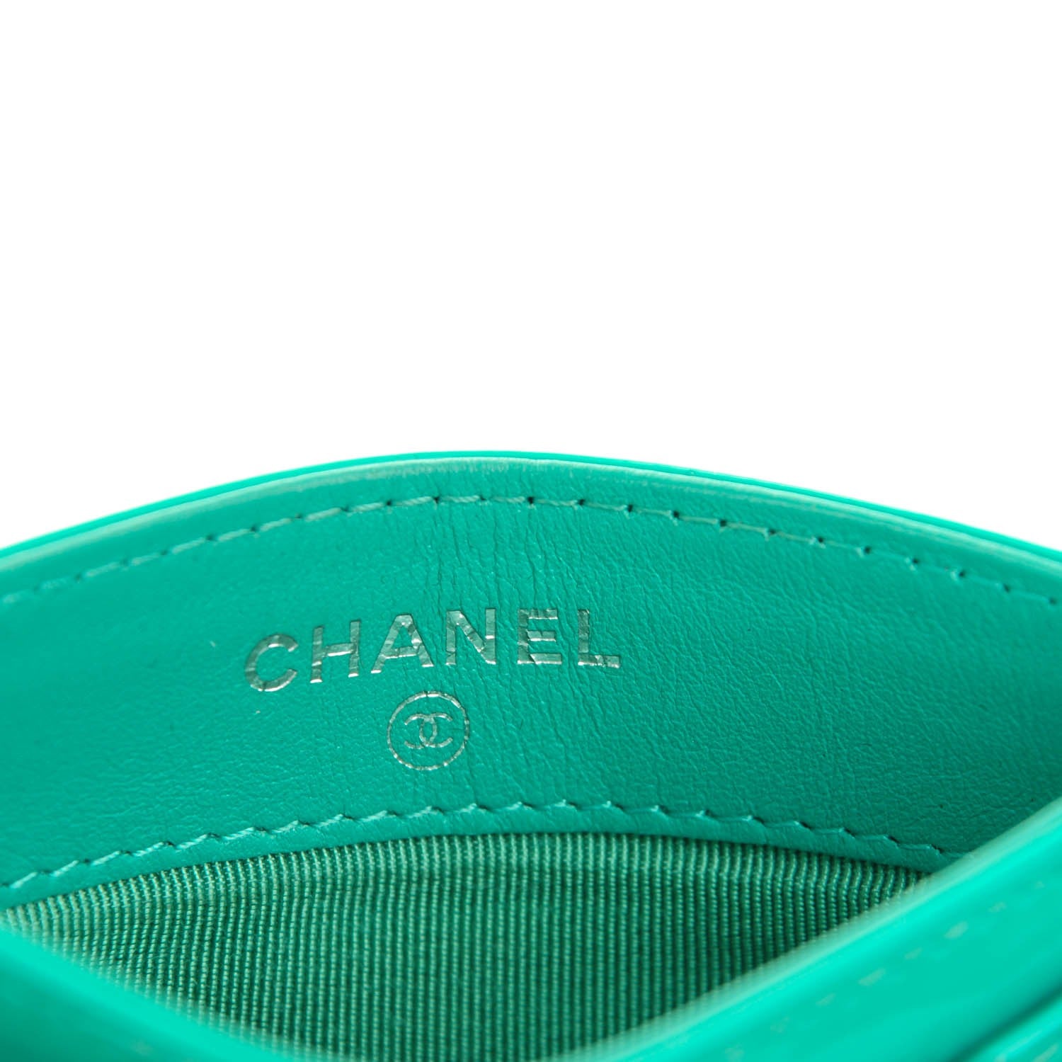 Chanel Patent Quilted Card Holder Green 11 of 11