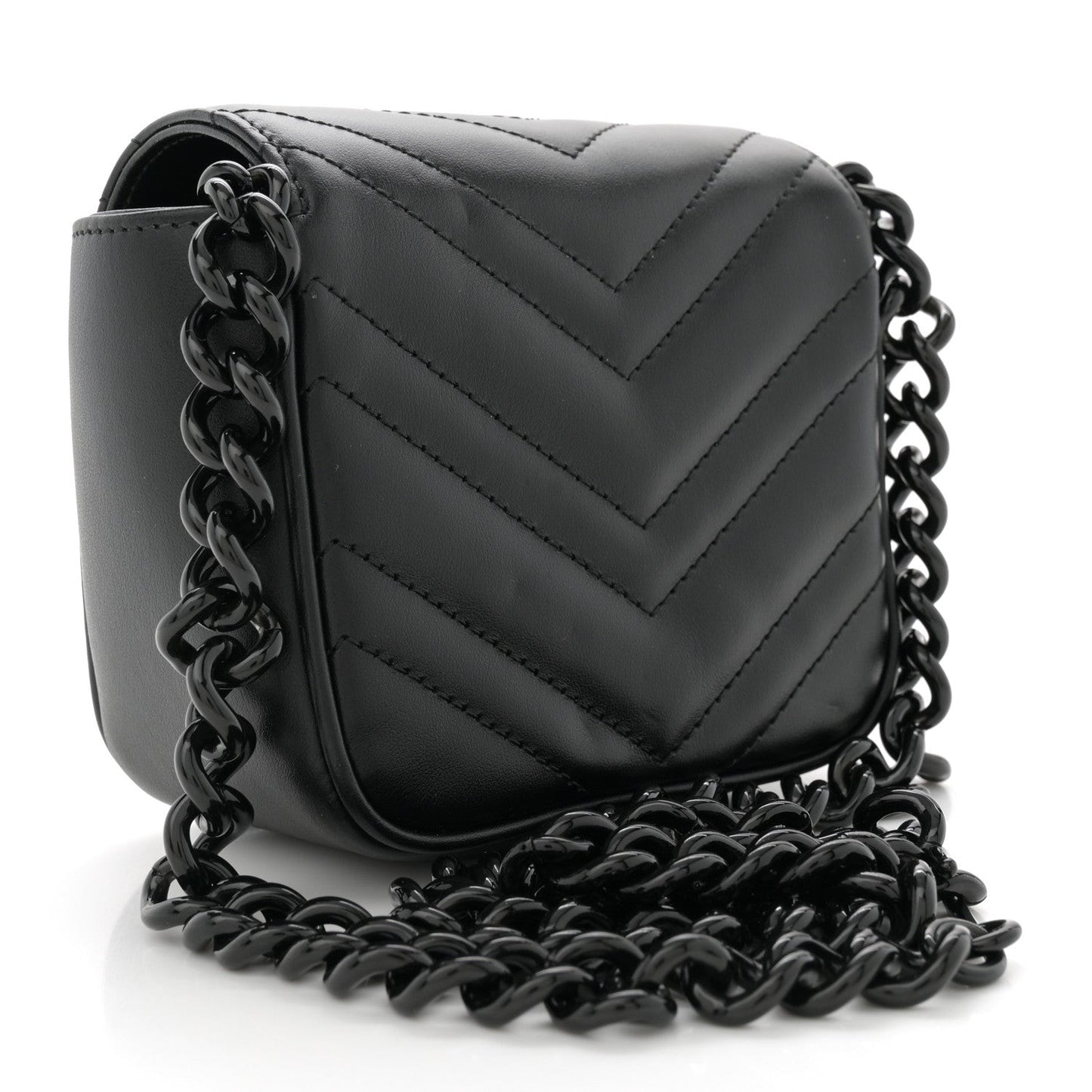 Calfskin Matelasse Monochrome GG Marmont Chain Mini Belt Bag Black