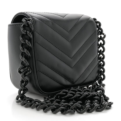 Gucci Calfskin Matelasse Monochrome GG Marmont Chain Mini Belt Bag Black 3 of 7