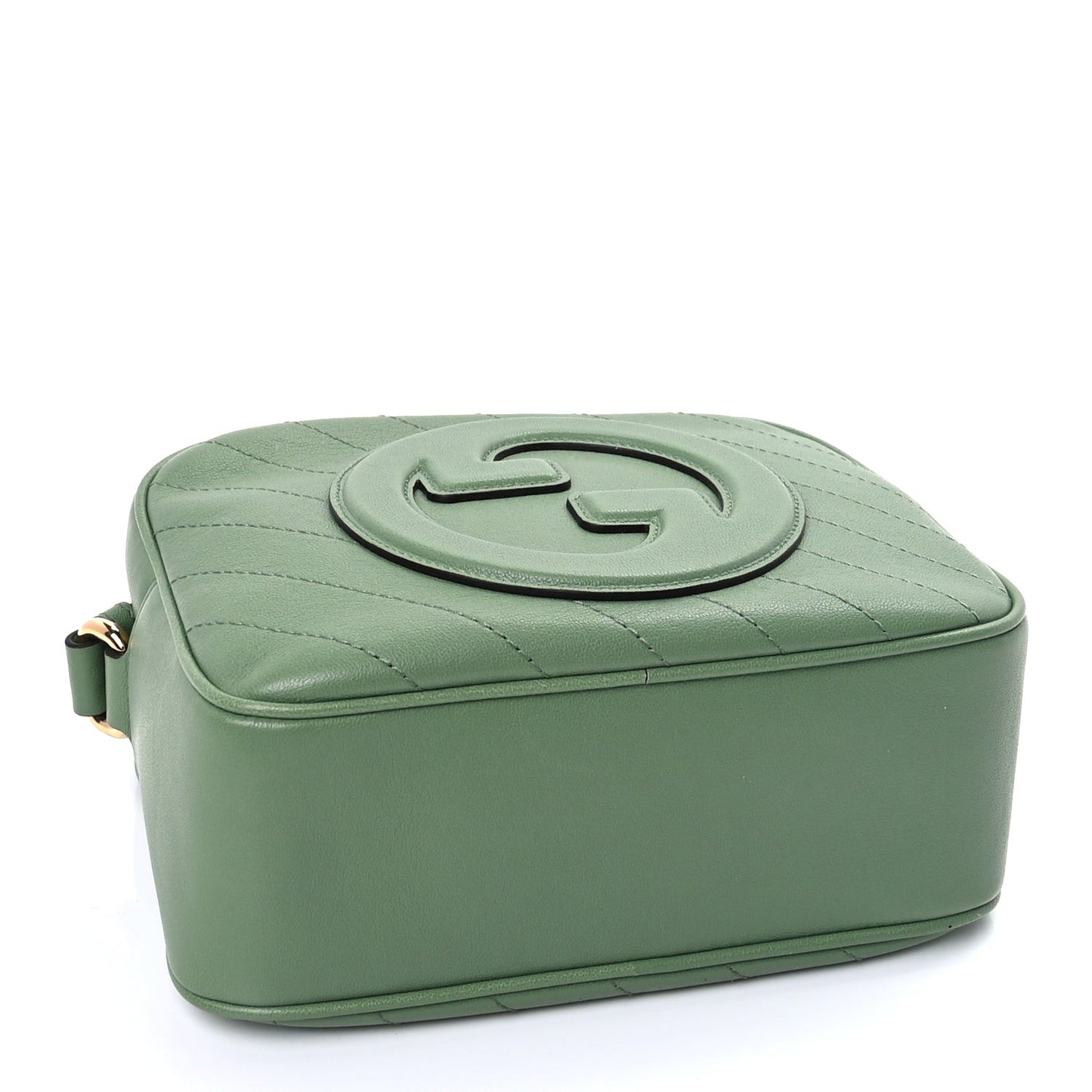 Sakai Be Green Calfskin Diagonal Stitched Small Blondie Shoulder Bag Green Soil Grass