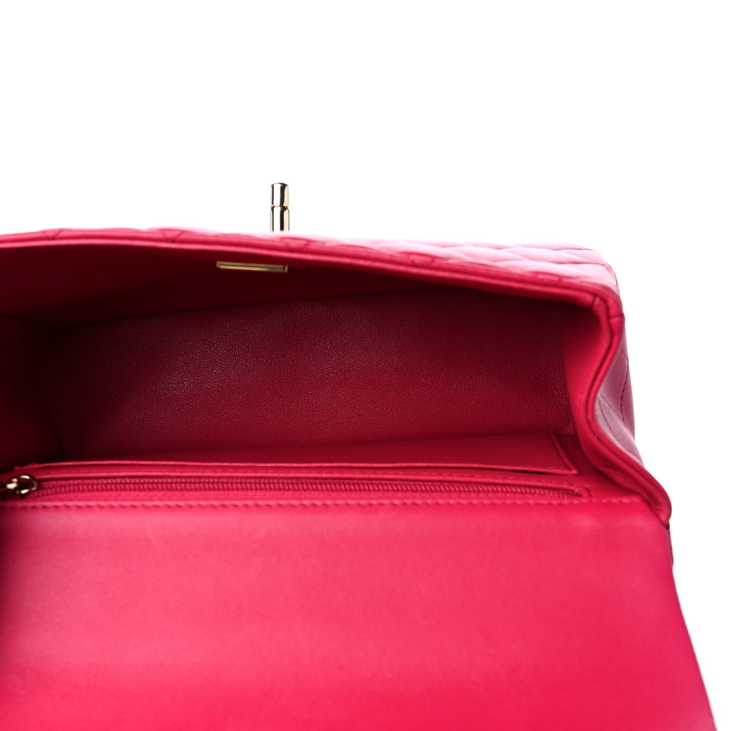 Lambskin Quilted Mini Top Handle Rectangular Flap Dark Pink