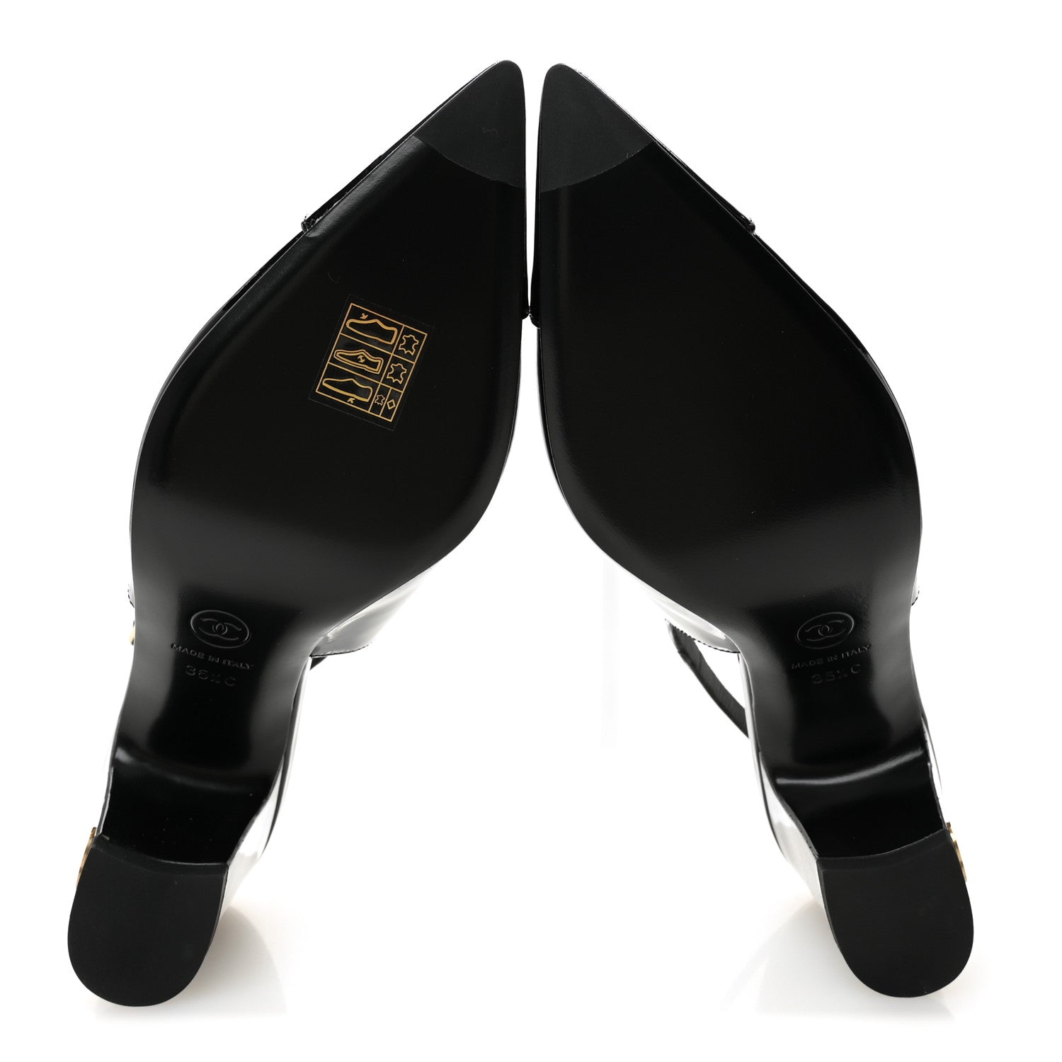 Chanel Patent Calfskin Cap Toe CC Slingback Pumps 36.5 Black 6 of 10