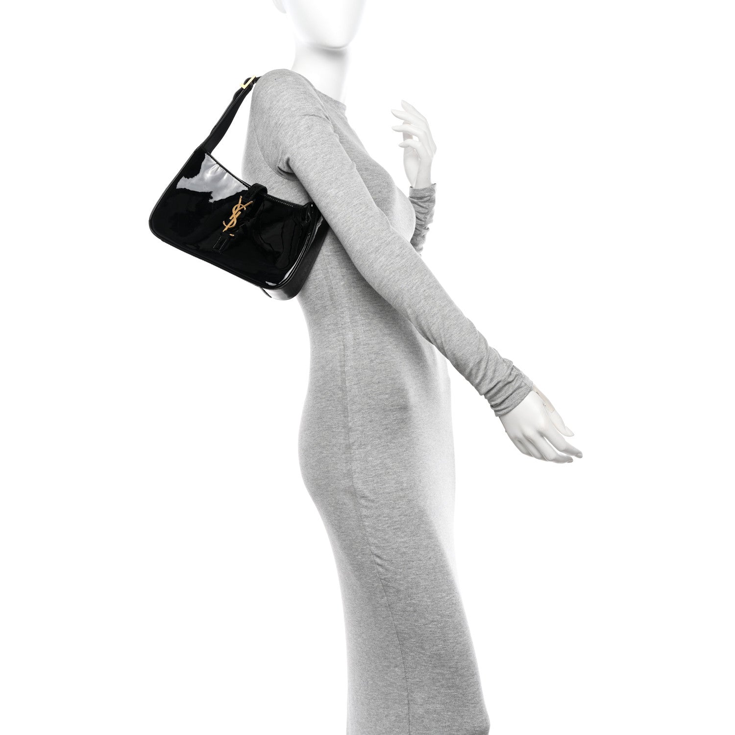 Saint Laurent Patent Le 5 A 7 Hobo Black 2 of 11