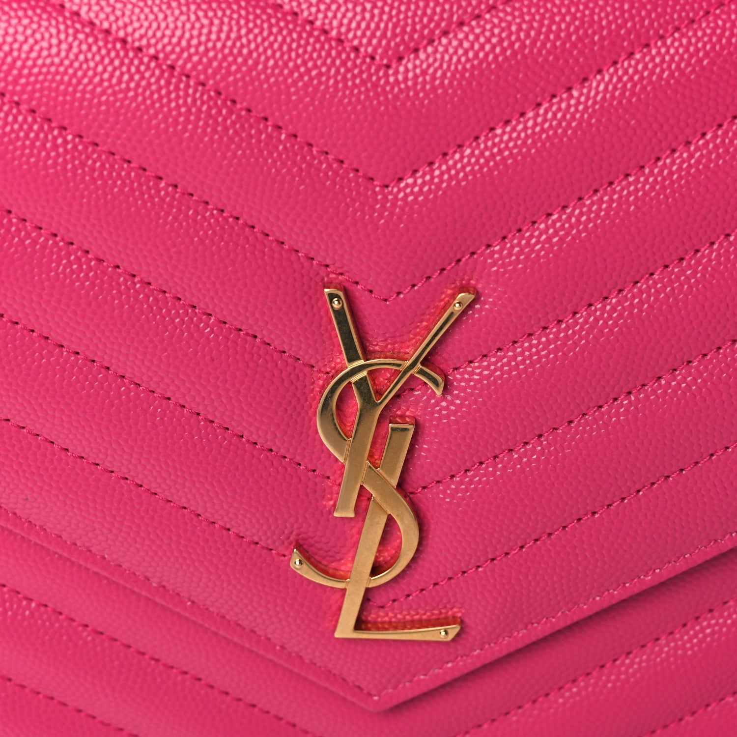 Saint Laurent Grain De Poudre Matelasse Chevron Monogram Envelope Clutch Fuchsia Fuchsia 7 of 7