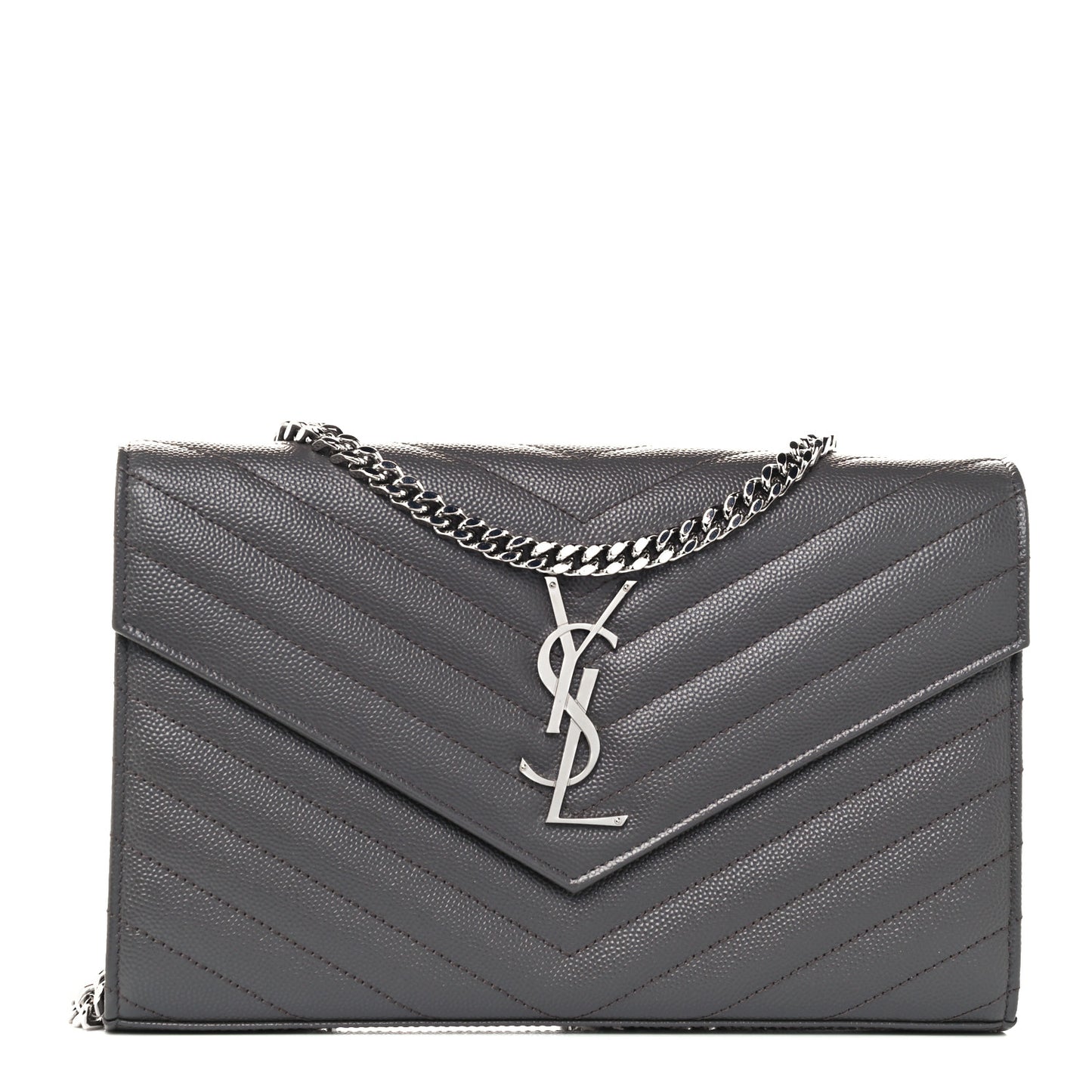 Grain De Poudre Matelasse Chevron Monogram Chain Wallet Coal