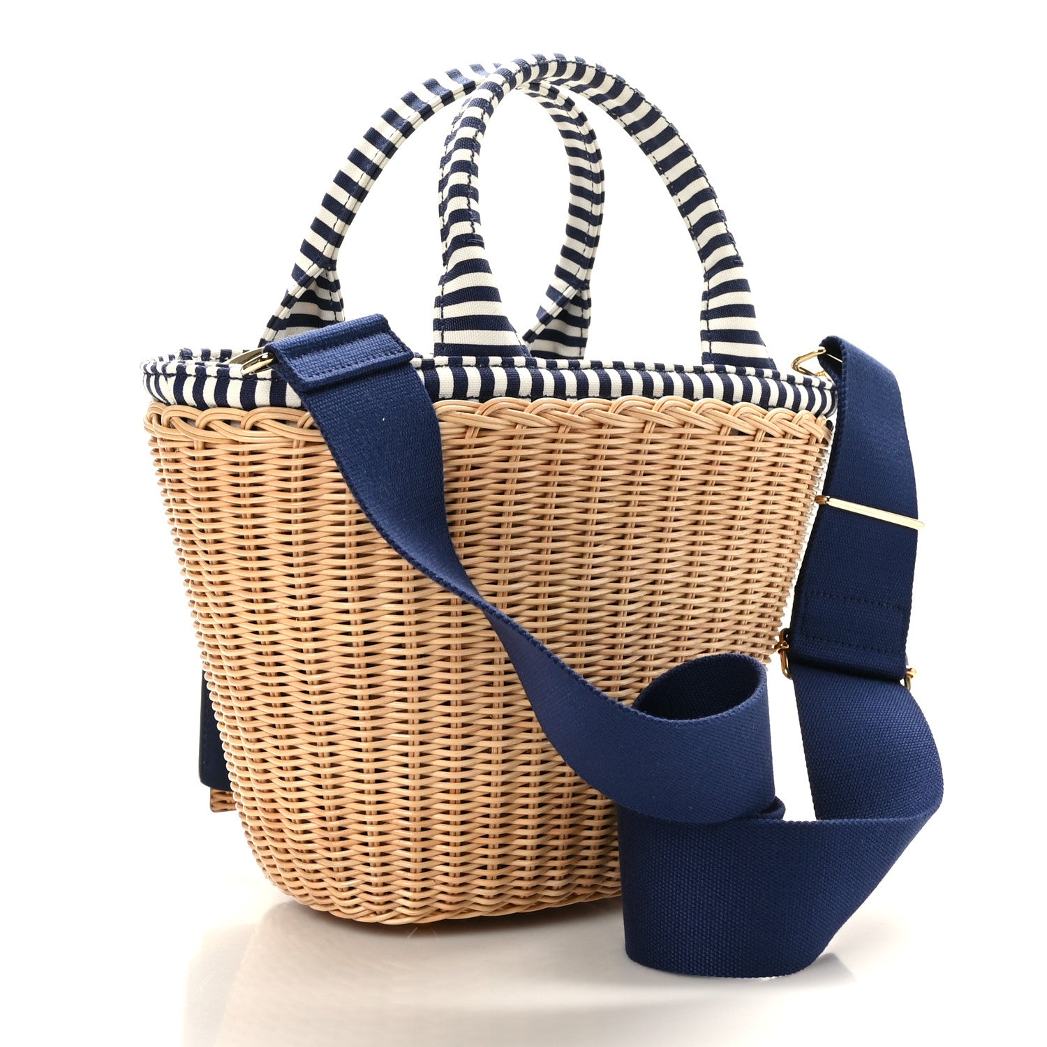 Prada Wicker Canvas Shoulder Bag Naturale Bluette 3 of 8