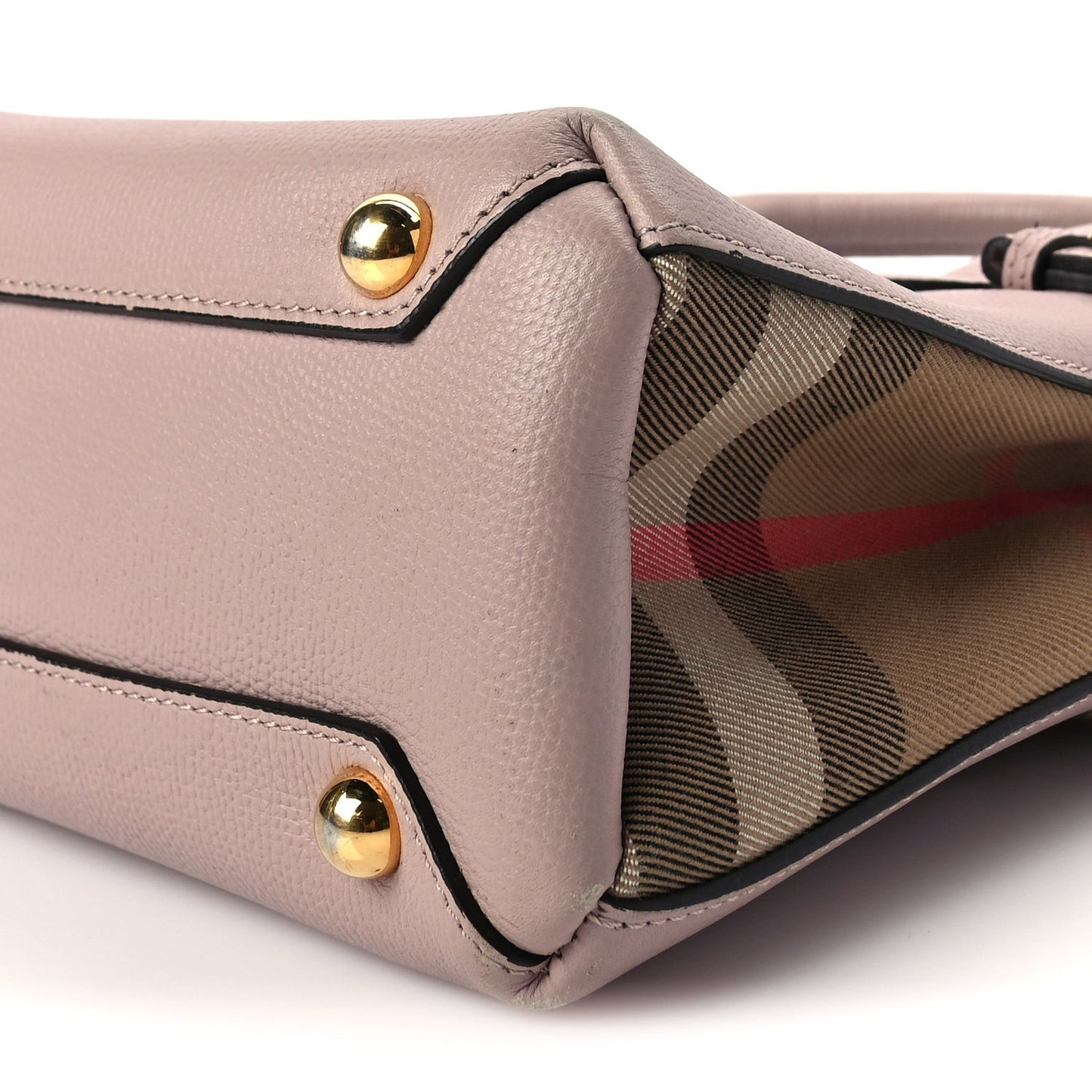 Derby Calfskin House Check Small Banner Tote Pink