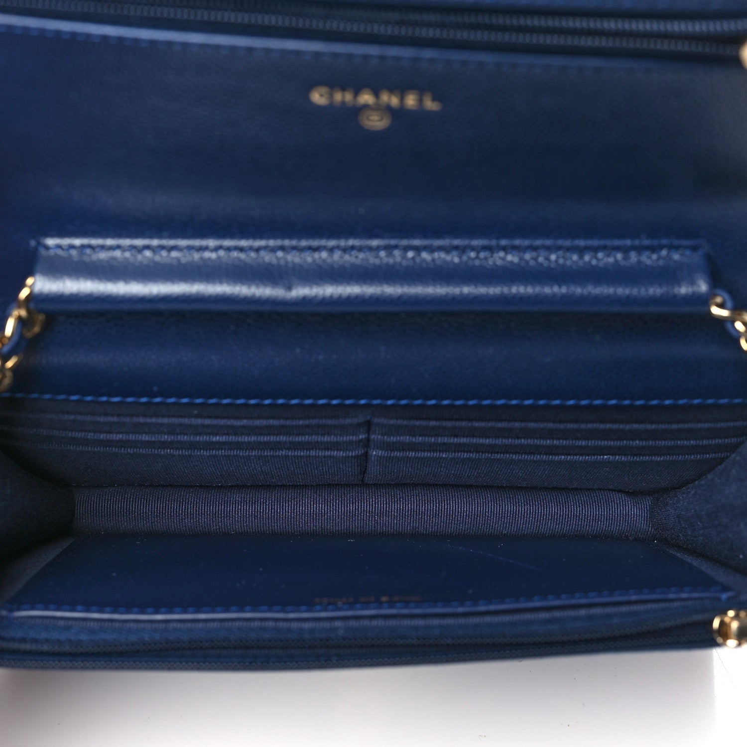 Chanel Caviar Quilted Crystal Enamel CC Wallet On Chain WOC Navy 5 of 12