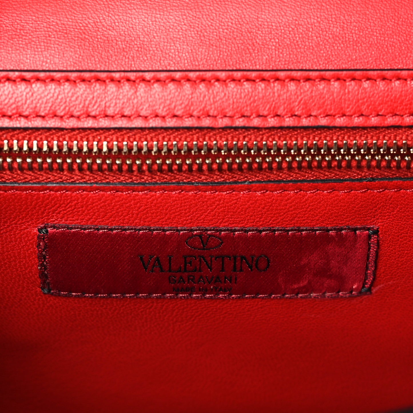 Lambskin Rockstud Spike Wallet on Chain Red