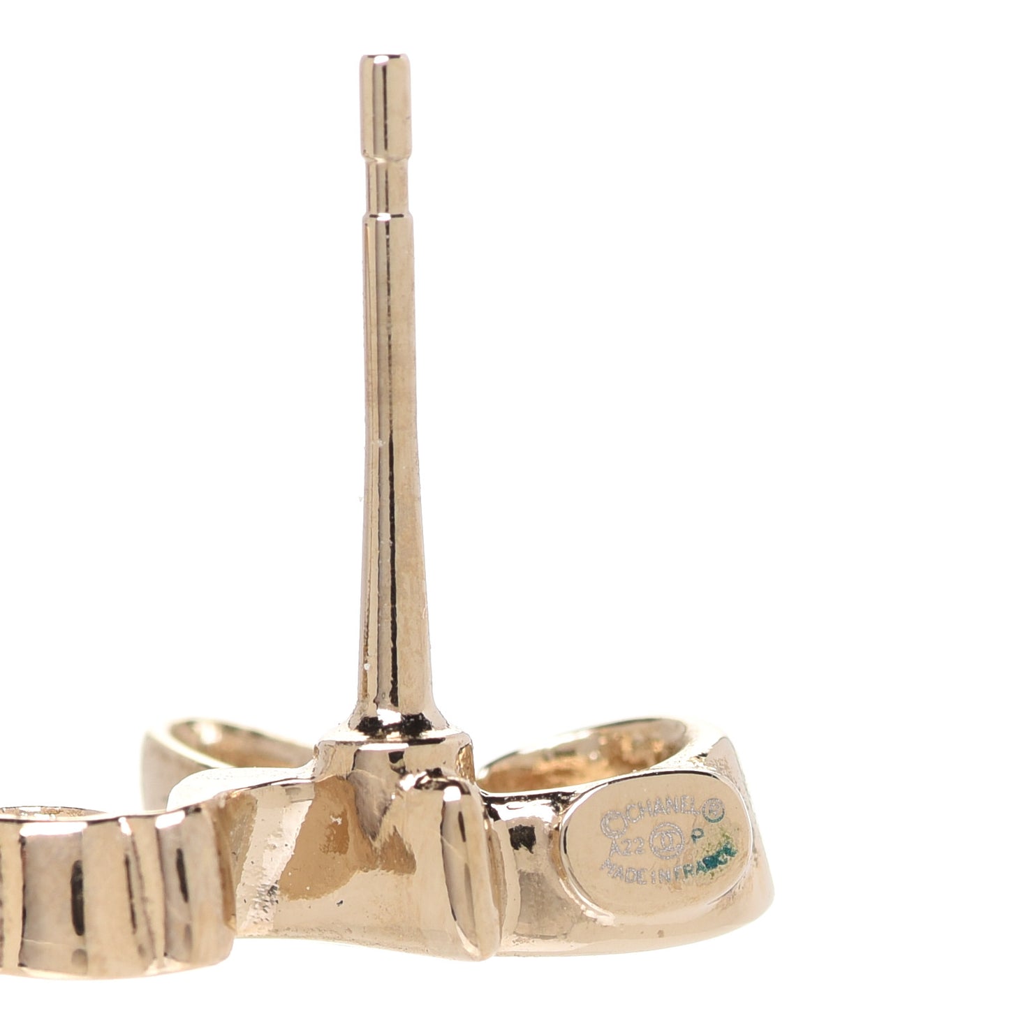 Metal Crystal Coco Script CC Climber Earrings Gold