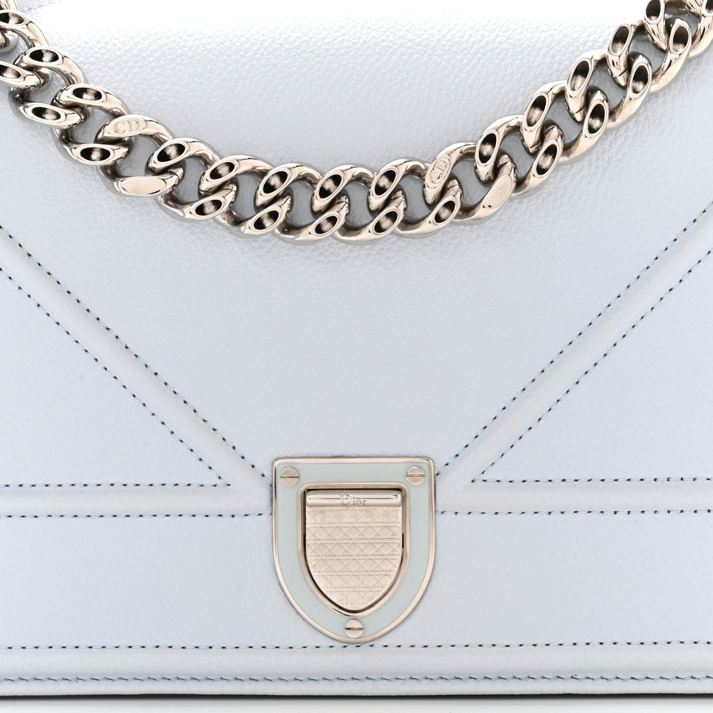 Grained Calfskin Small Diorama Flap Bag Sky Light