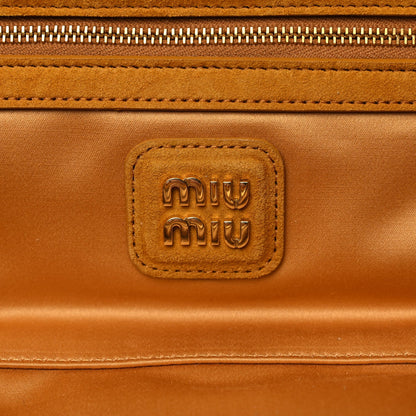 Miu Miu Suede Matelasse Large Arcadie Top Handle Bag Whiskey 5 of 9