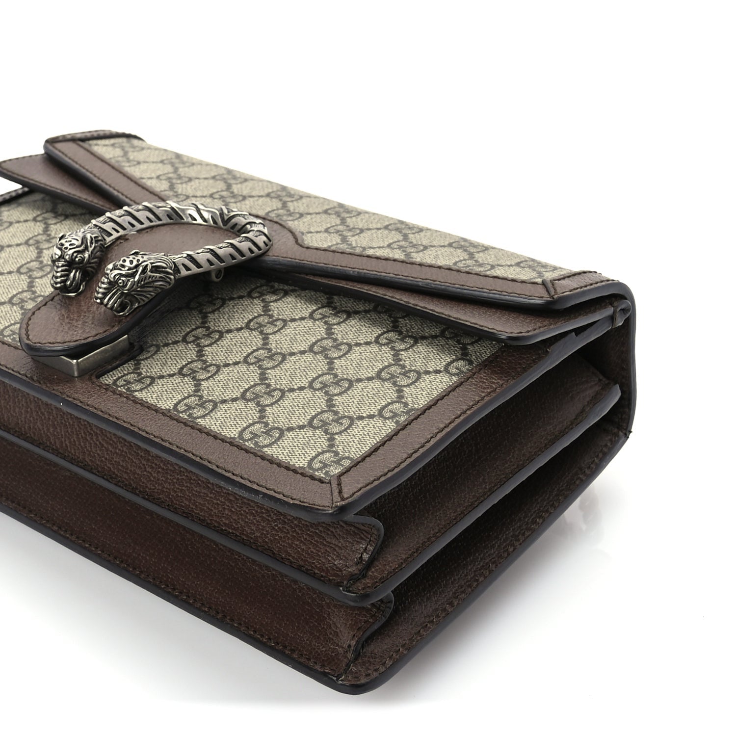 Gucci GG Supreme Monogram Textured Dollar Calfskin Top Handle Dionysus Shoulder Bag Beige Ebony New Acero 9 of 9