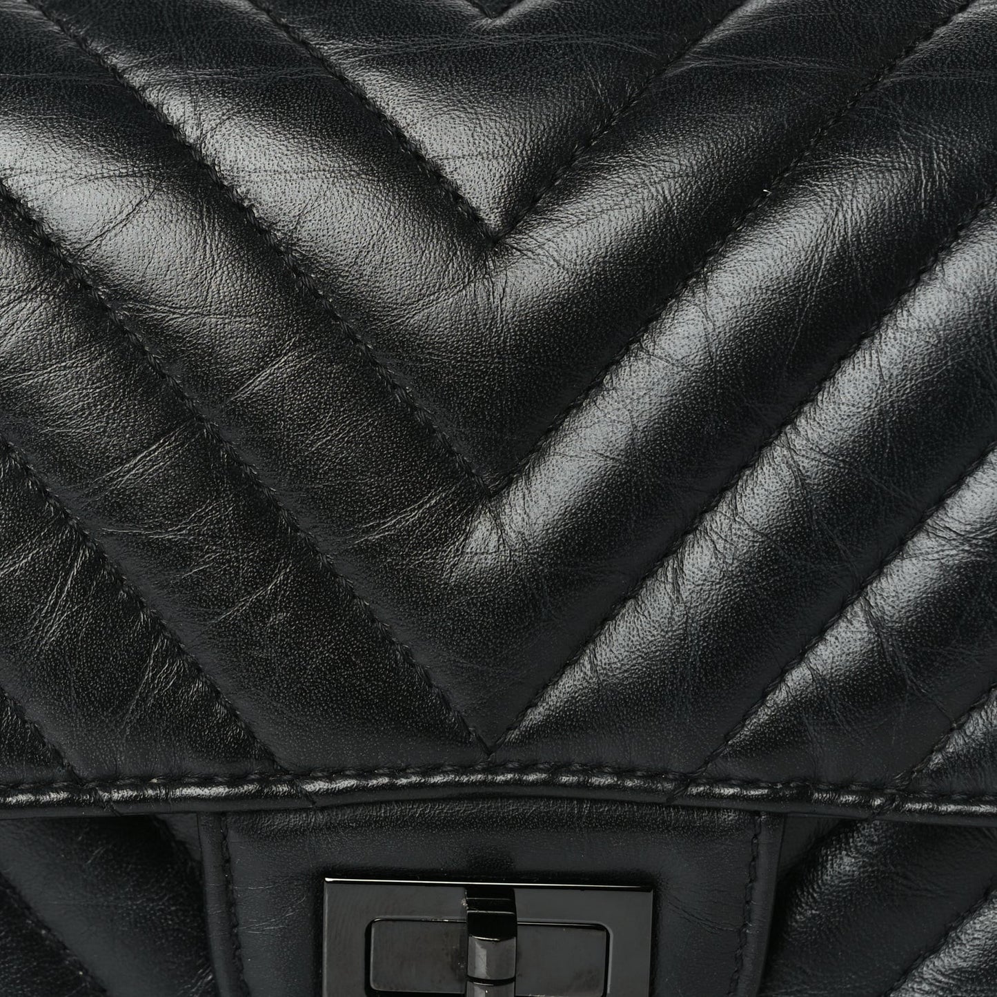 Aged Calfskin Quilted 2.55 Reissue Mini Flap So Black