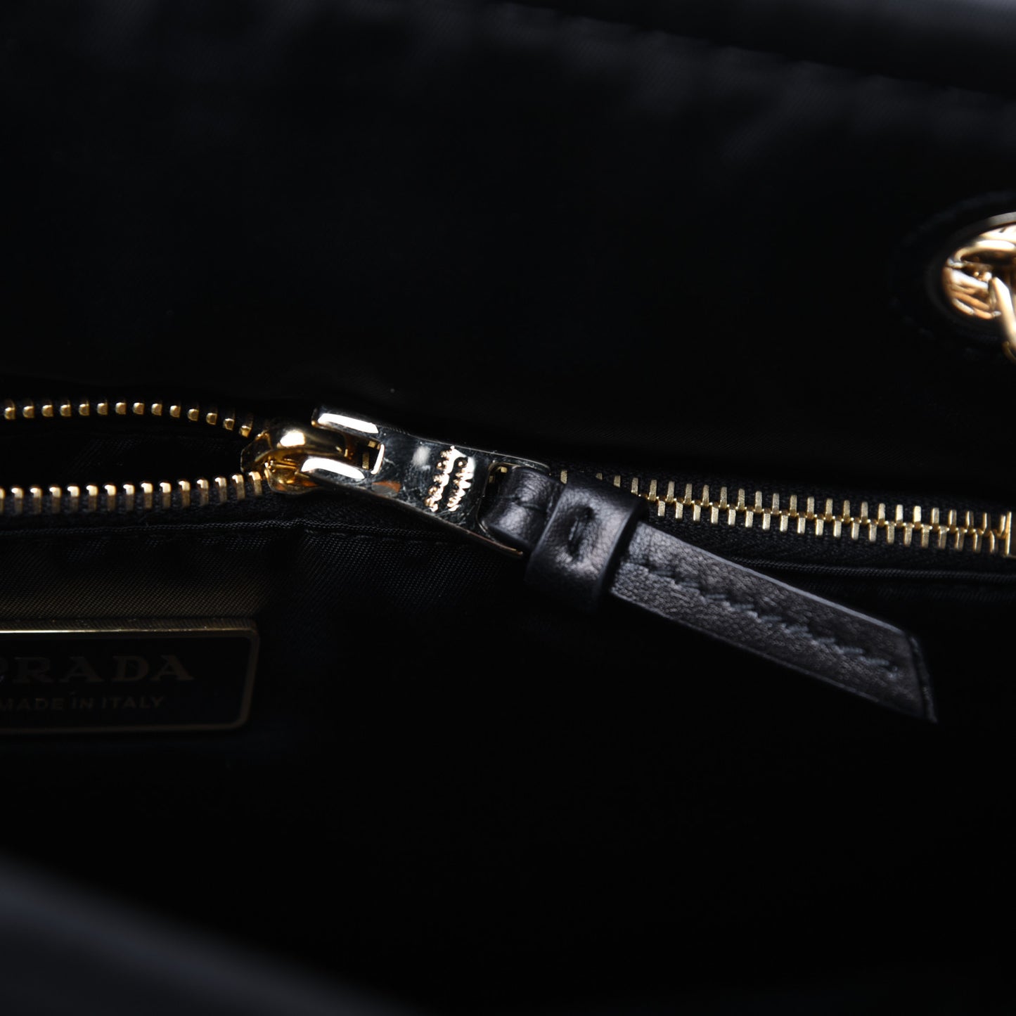 Tessuto Nylon Chain Shoulder Bag Black