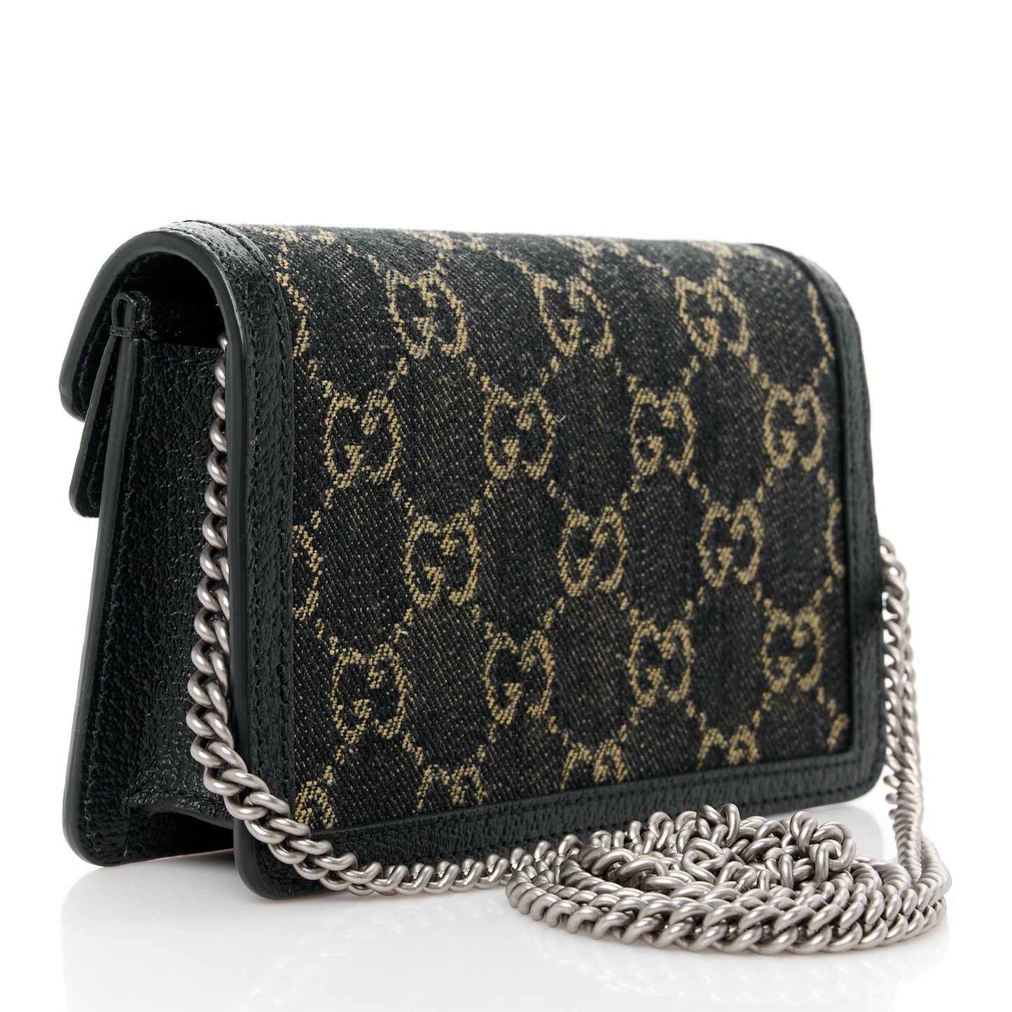 Jacquard Black Denim GG Monogram Super Mini Dionysus Shoulder Bag Black Ivory