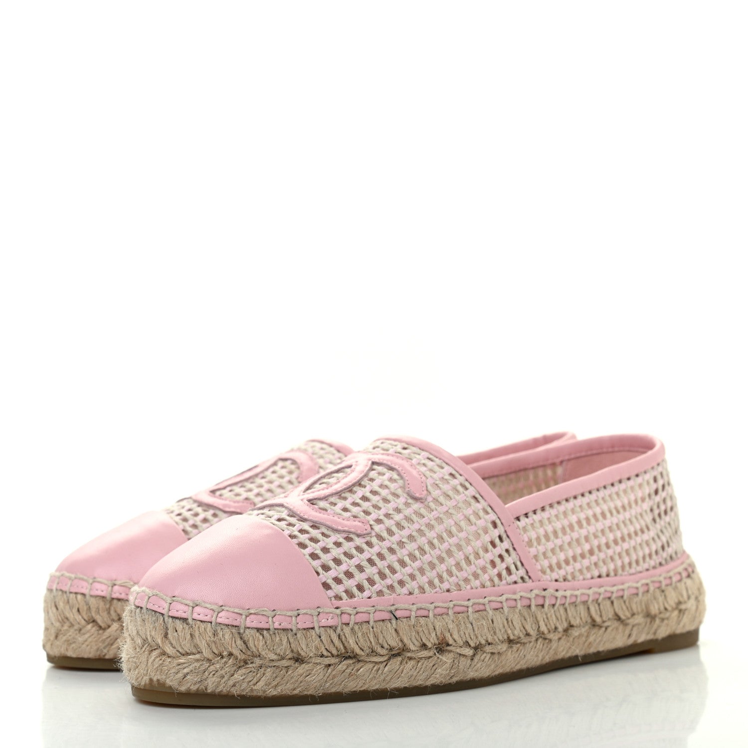 Chanel Mesh Lambskin CC Espadrilles 37 Light Pink Beige 3 of 7