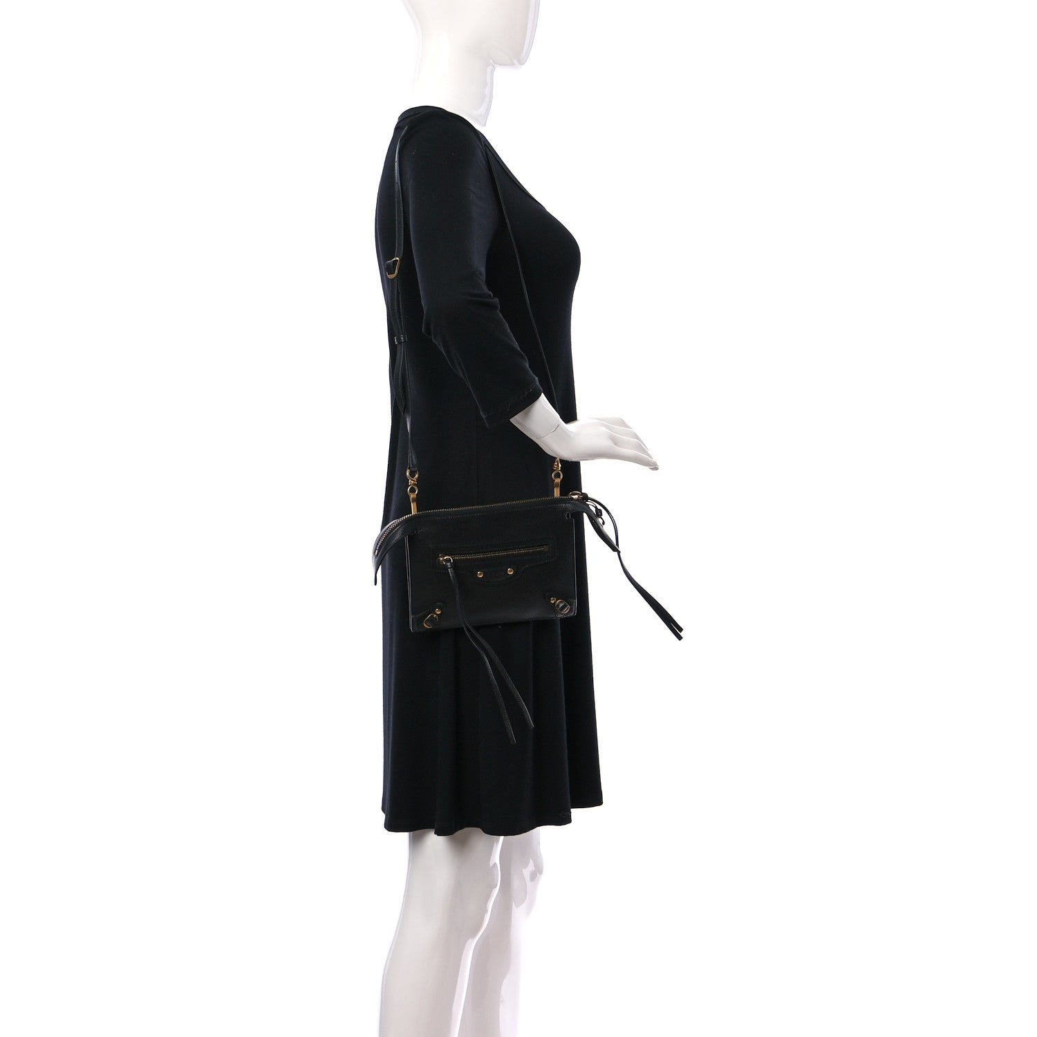 Balenciaga Grained Calfskin Neo Classic Gold Hardware Multipouch Black 2 of 9