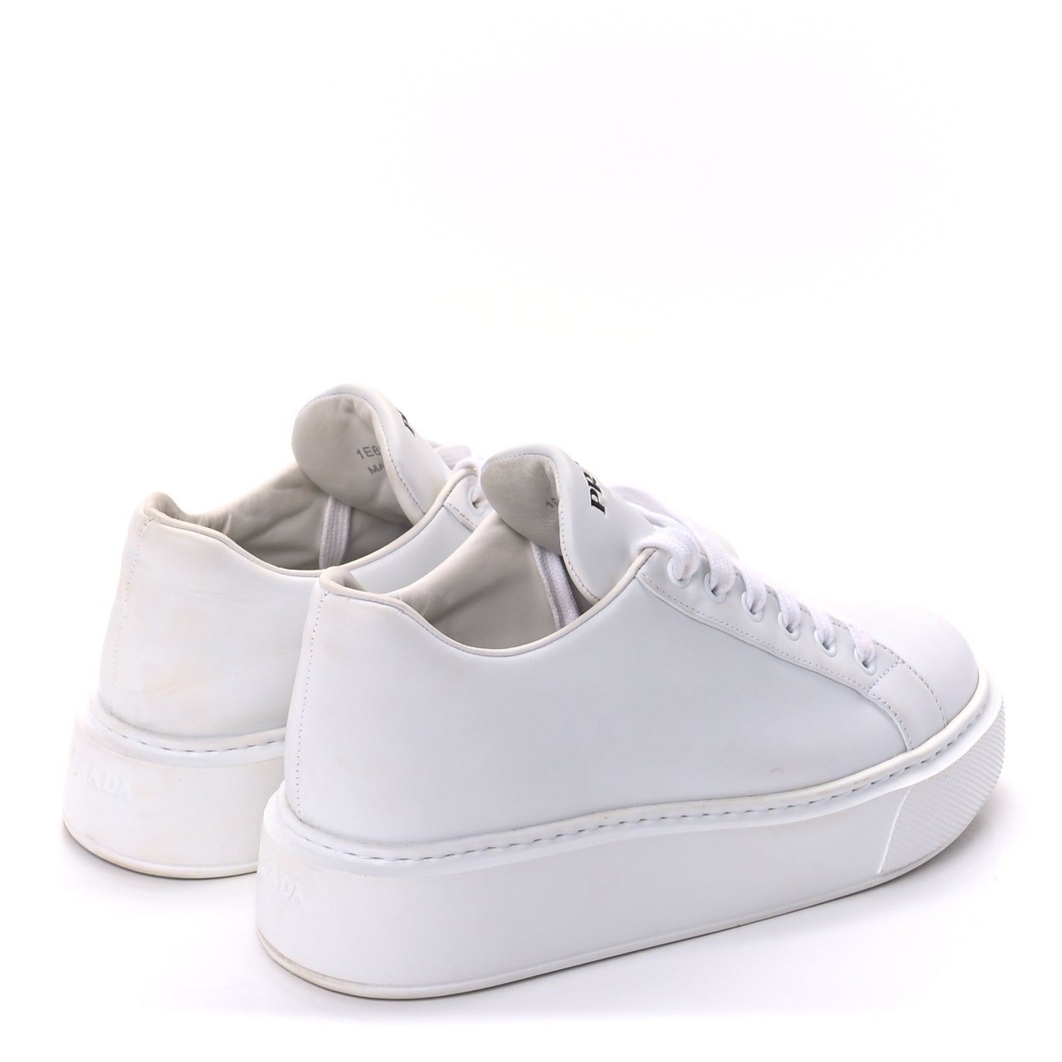 Prada Vitello Soft Logo Low Top Sneakers 38 White 4 of 10