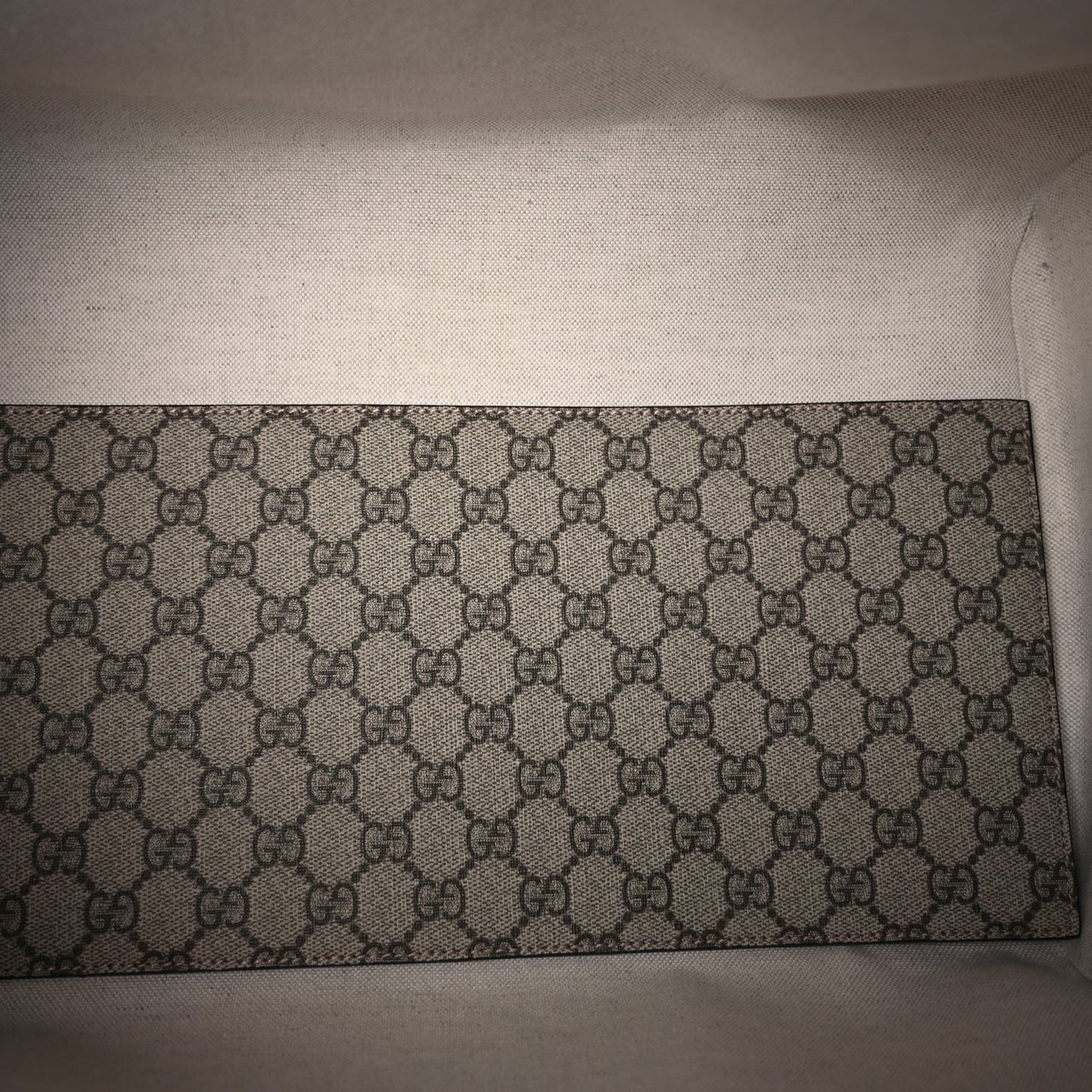 GG Supreme Monogram Textured Dollar Calfskin Web Large Savoy Duffle Bag Beige Ebony New Acero