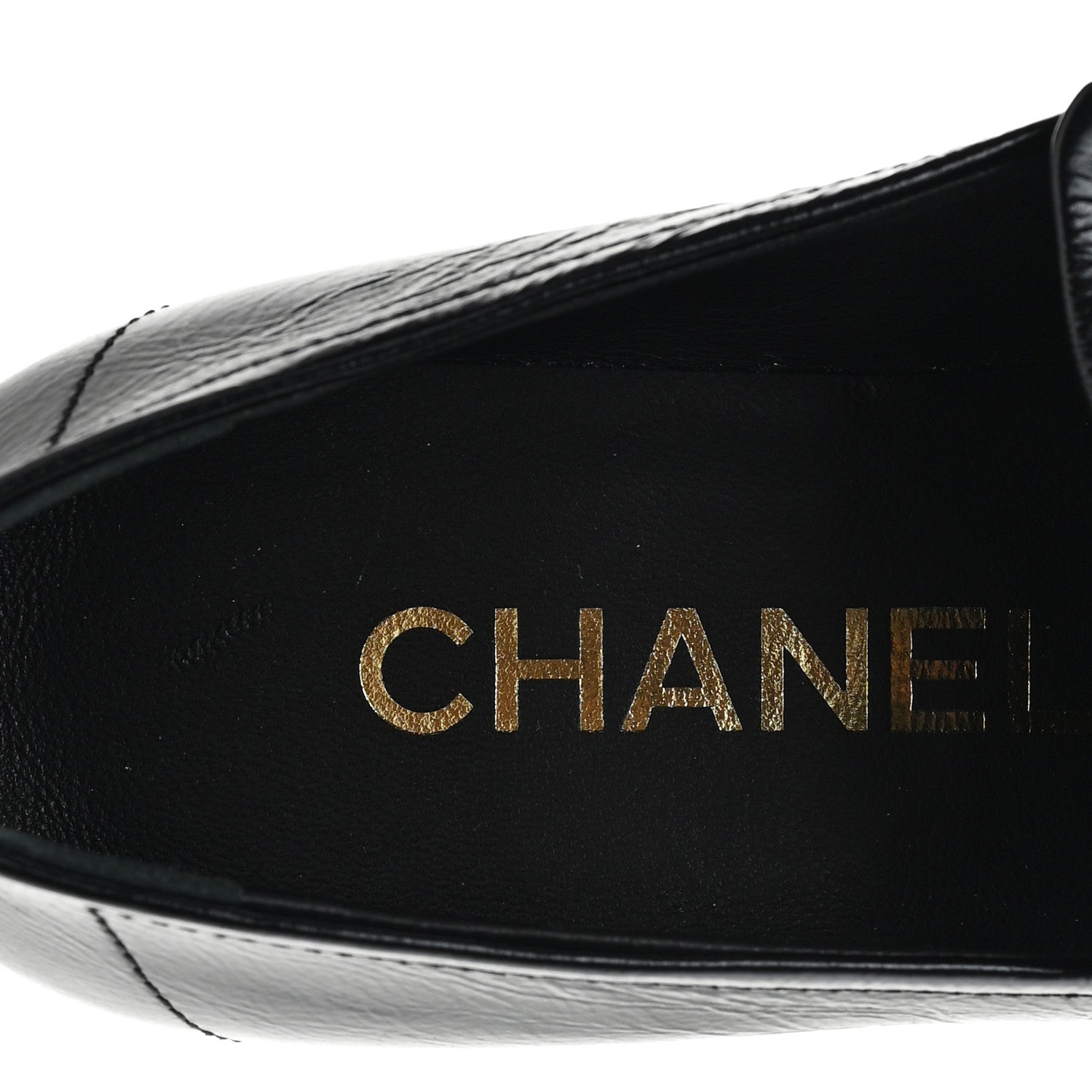 Chanel Shiny Calfskin Logo Loafers 36.5 Black 8 of 9