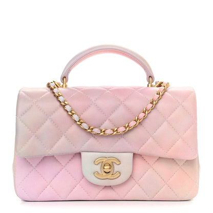 Chanel Lambskin Quilted Ombre Mini Top Handle Rectangular Flap Pink Multicolor 1 of 10
