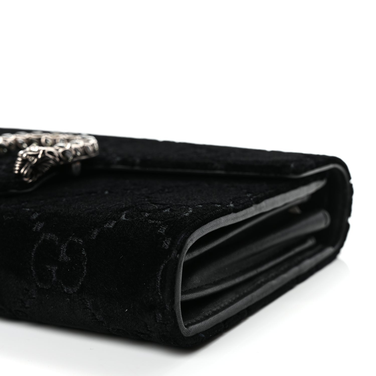 Gucci Velvet GG Monogram Mini Dionysus Chain Wallet Black 7 of 9