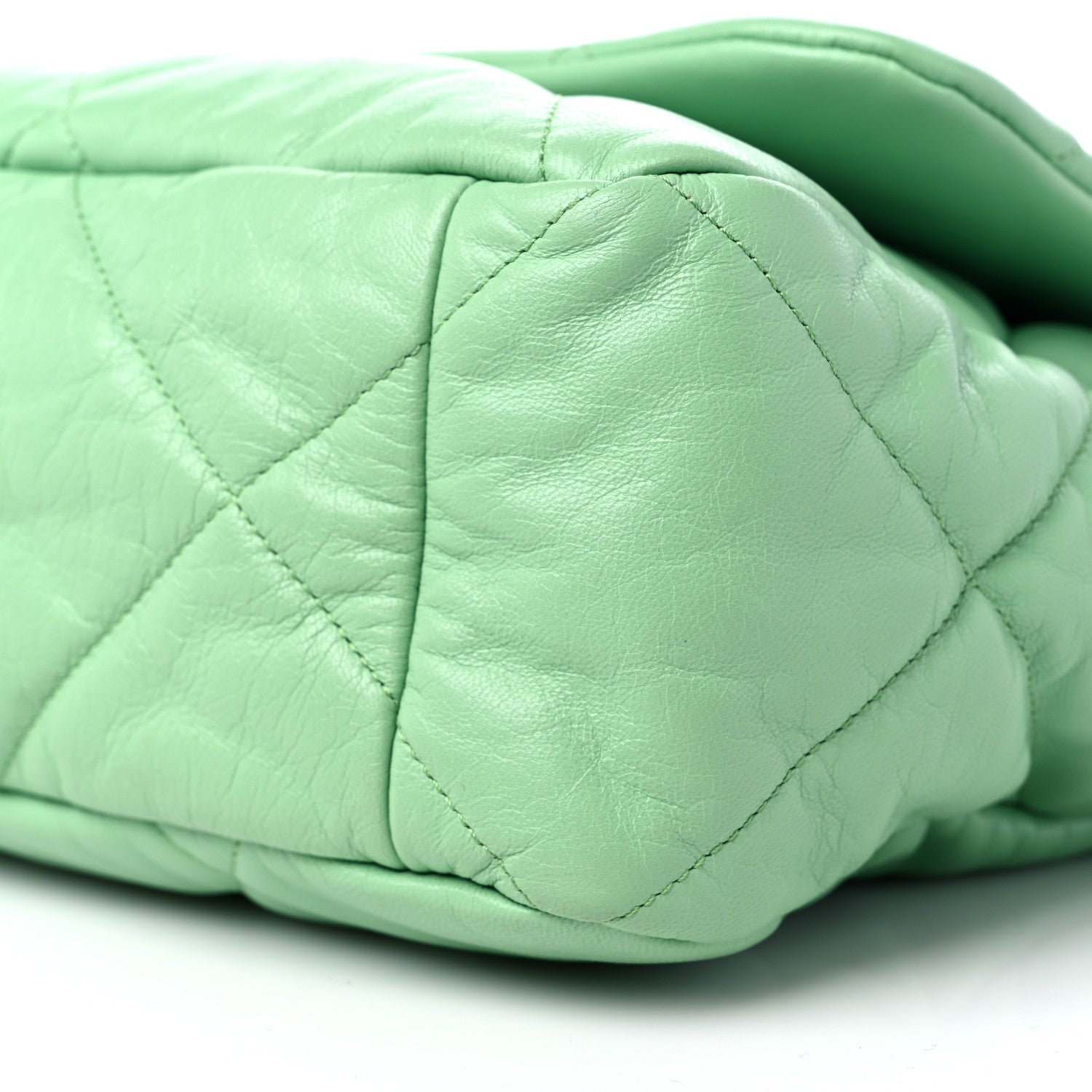 Chanel Goatskin Quilted Maxi Chanel 19 Flap Green 9 of 10