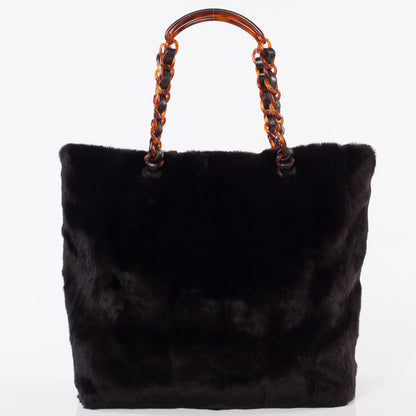 Chanel Orylag Rabbit Fur Tote Black 4 of 10