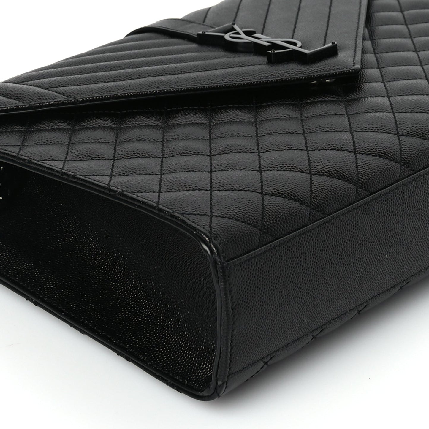 Grain De Poudre Textured Mixed Matelasse Large Triquilt Monogram Monochrome Satchel Black
