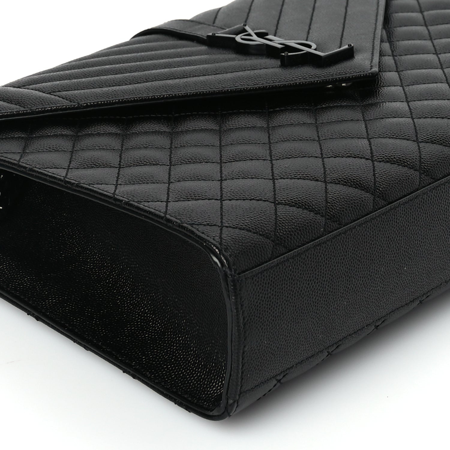 Saint Laurent Grain De Poudre Textured Mixed Matelasse Large Triquilt Monogram Monochrome Satchel Black 7 of 8