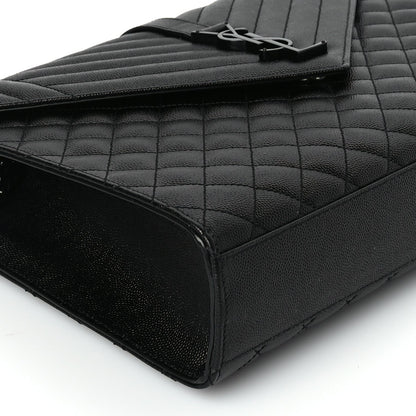 Saint Laurent Grain De Poudre Textured Mixed Matelasse Large Triquilt Monogram Monochrome Satchel Black 7 of 8