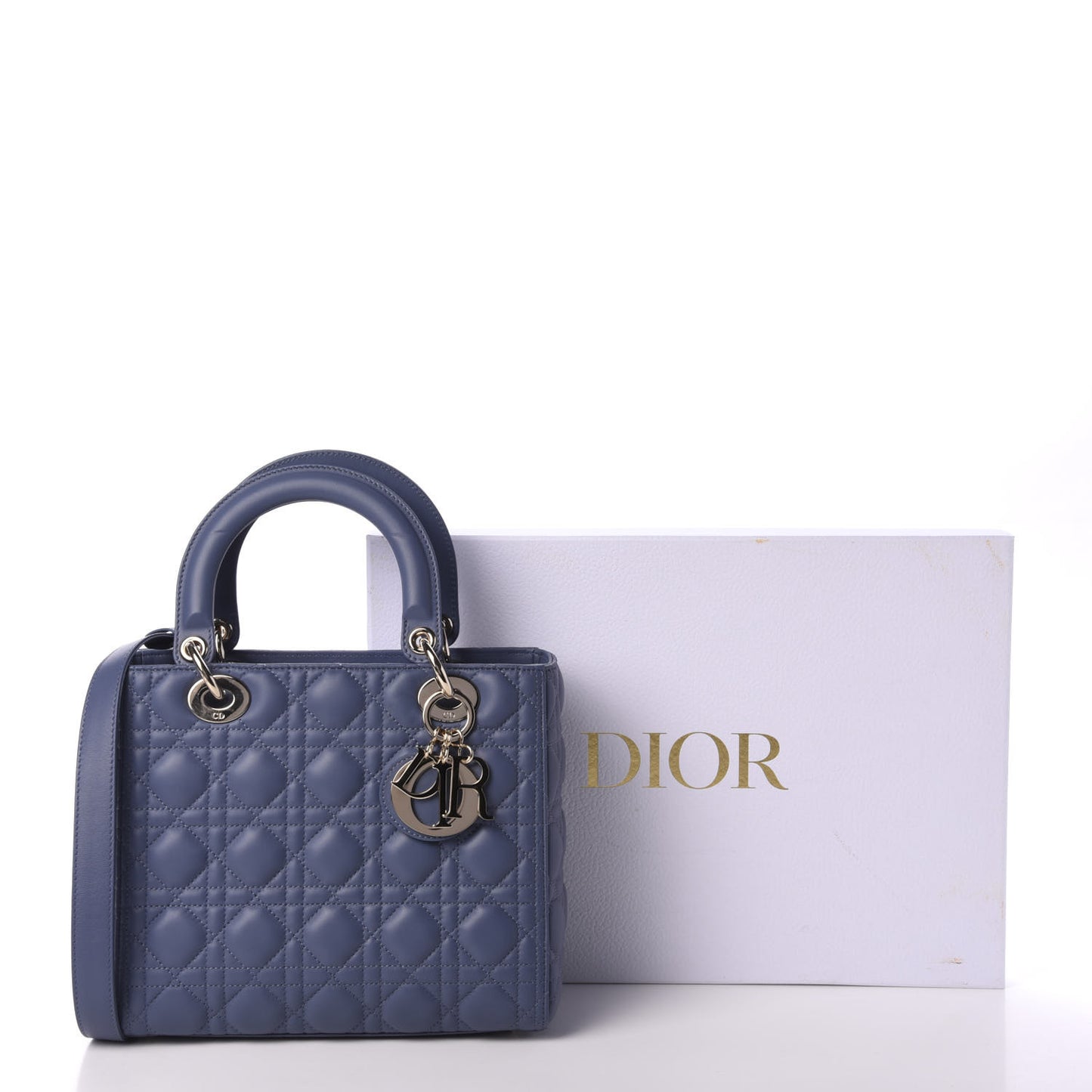 Lambskin Cannage Medium Lady Dior Navy