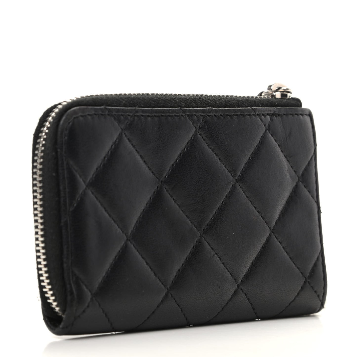 Lambskin Quilted Key Holder Case Black