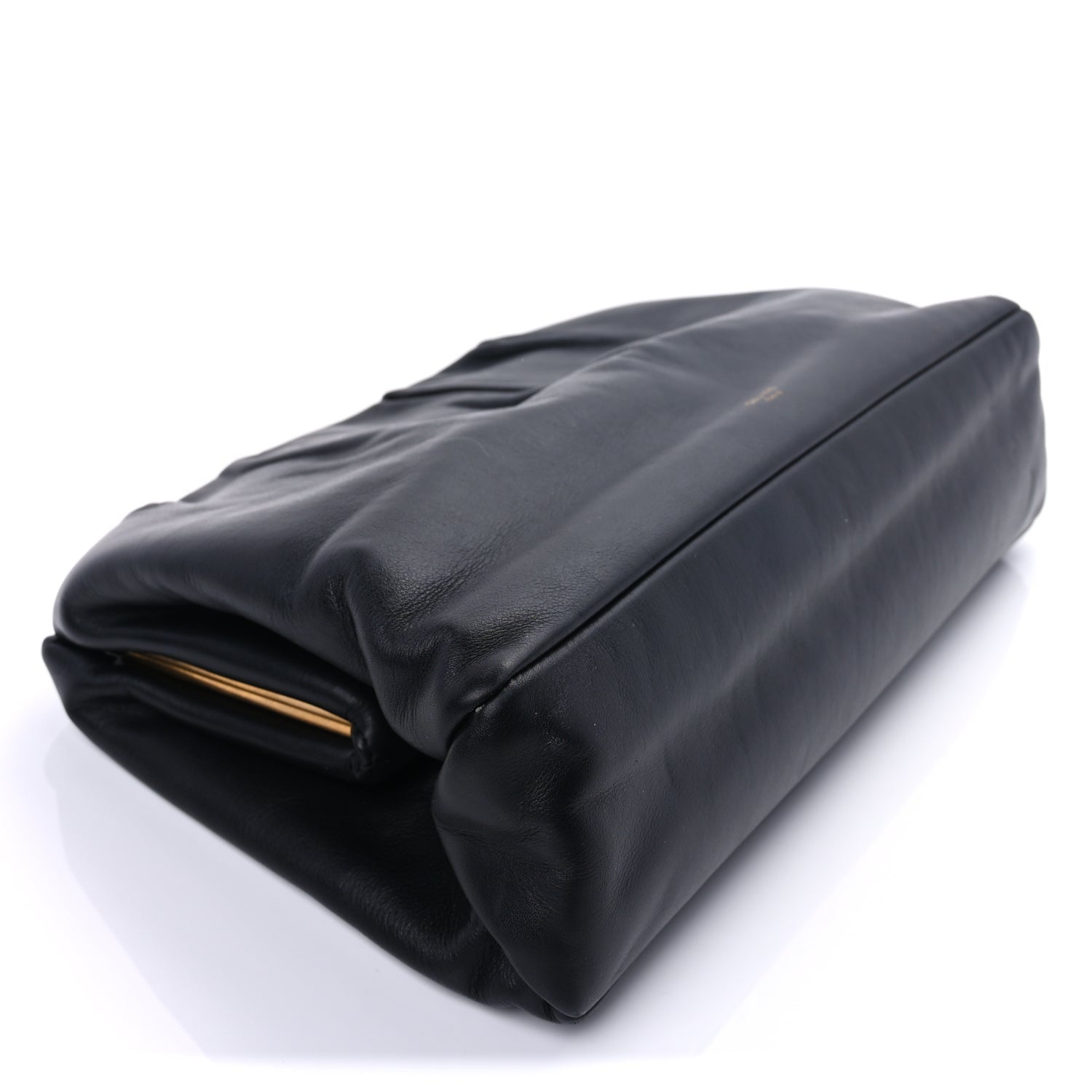 Celine Calfskin Pleated French Lock Clutch  Black 8 of 9
