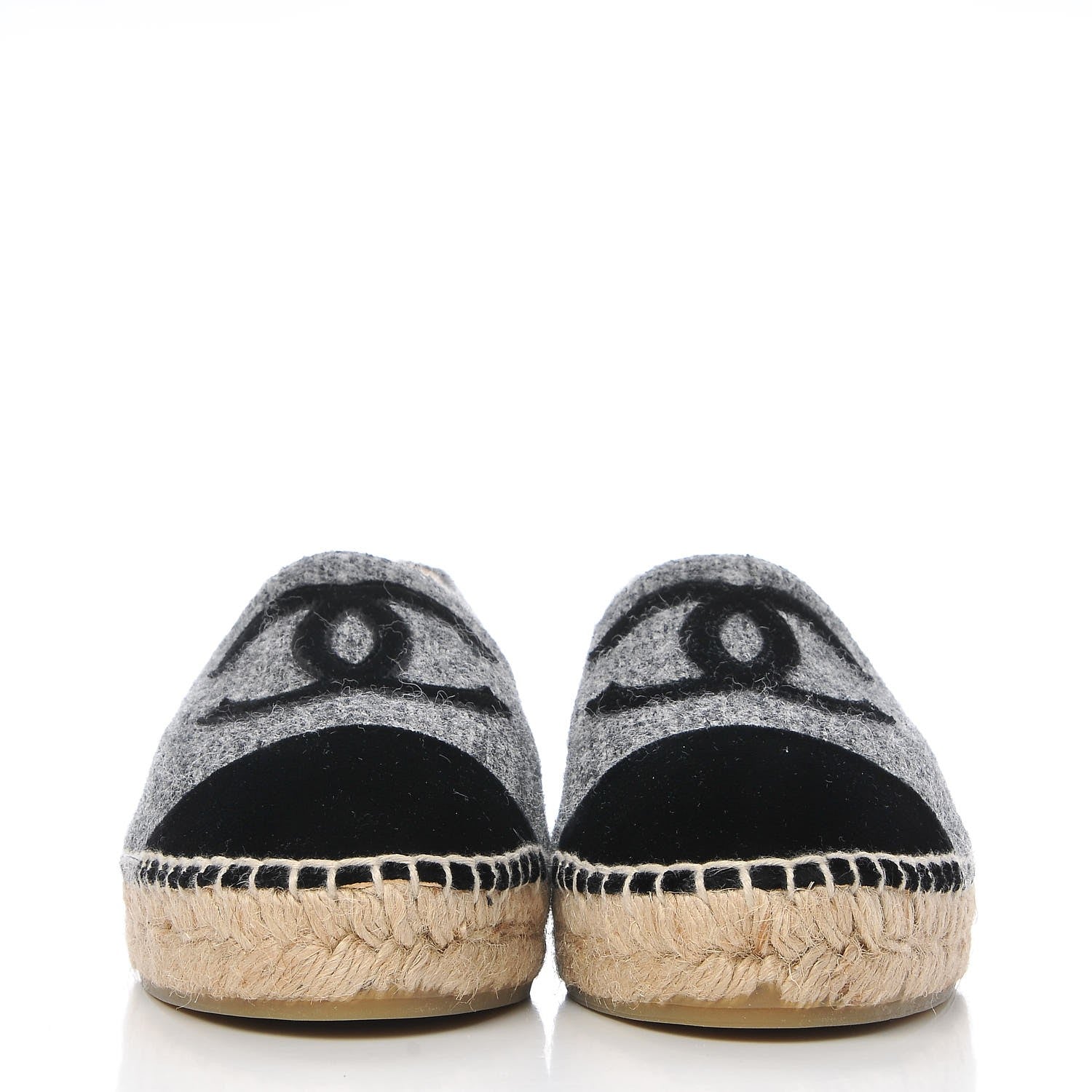 Chanel Tweed Velvet CC Espadrilles 38 Grey Black 2 of 11