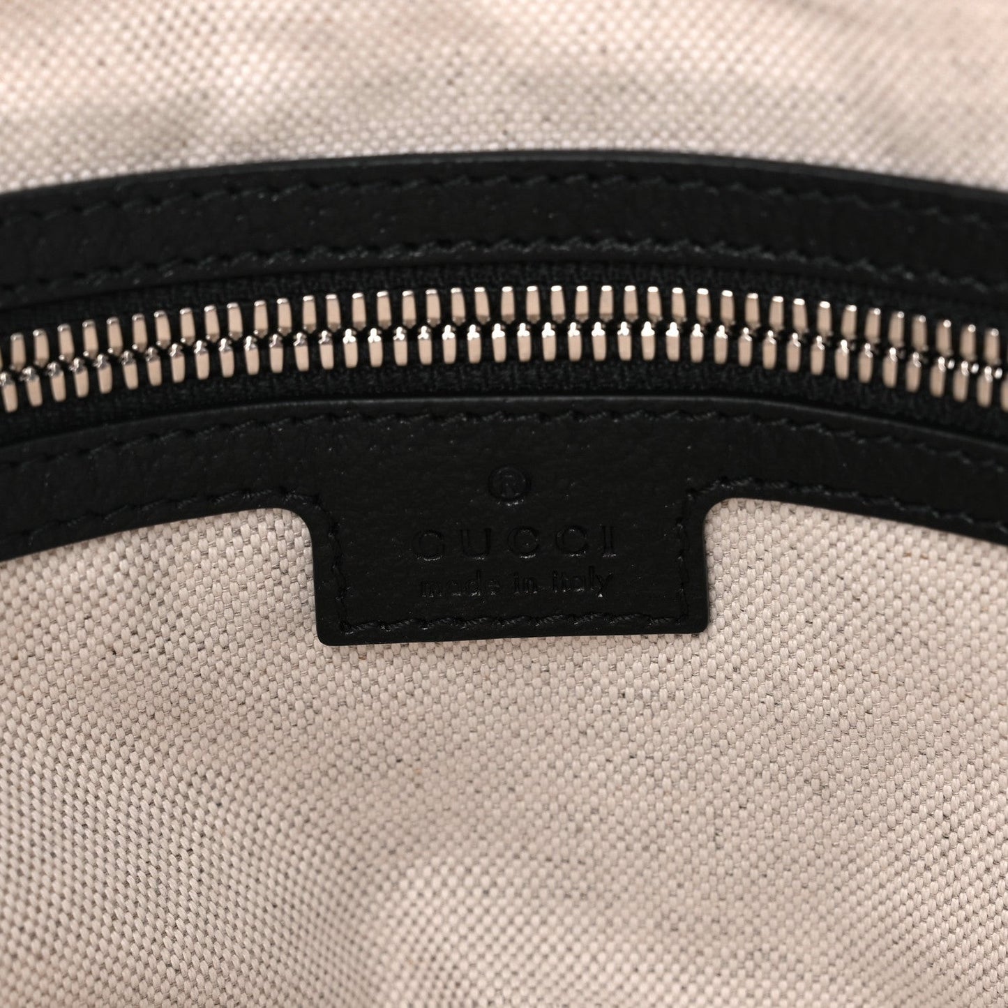 Canvas Logo Embossed Black Tote Beige