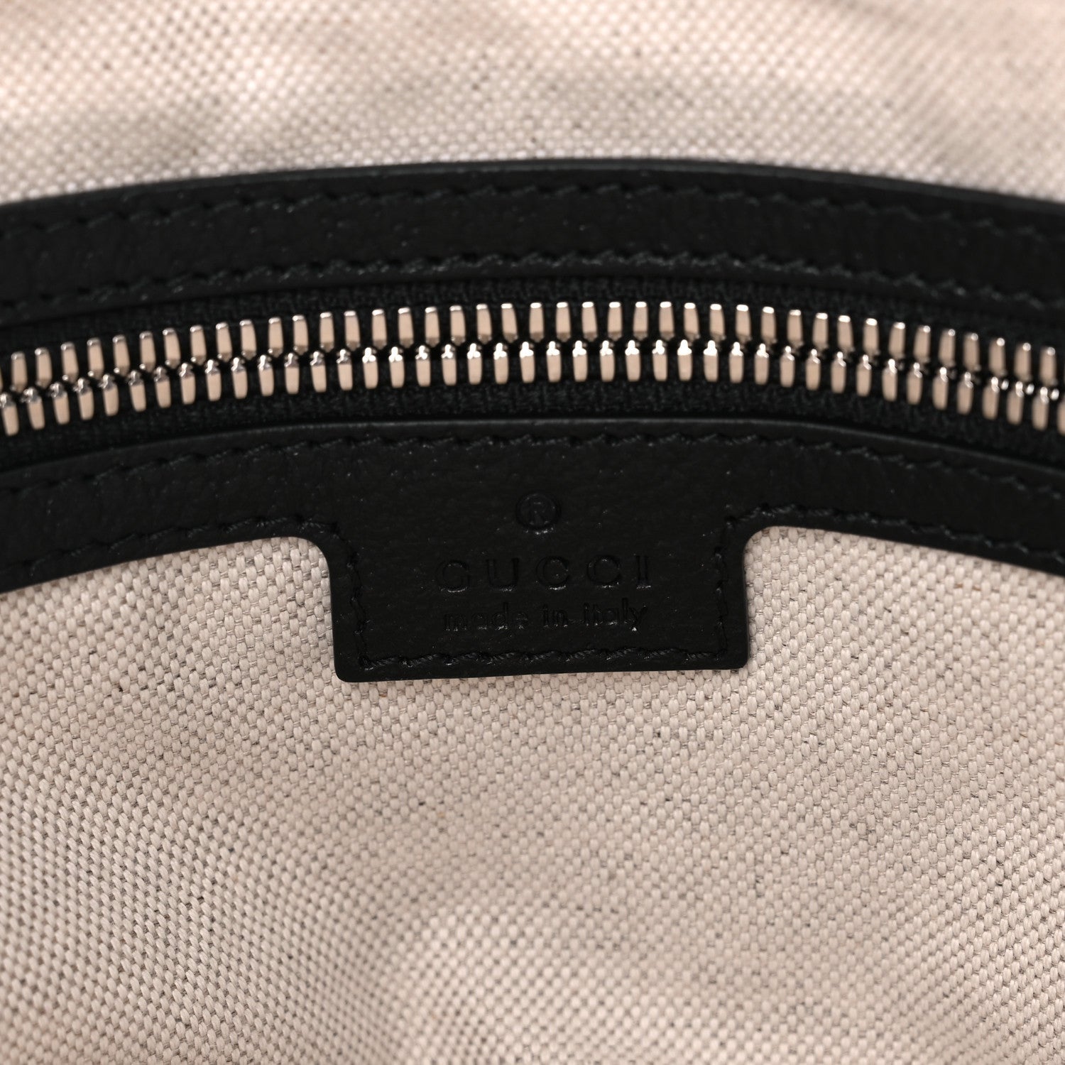 Gucci Canvas Logo Embossed Black Tote Beige 6 of 7