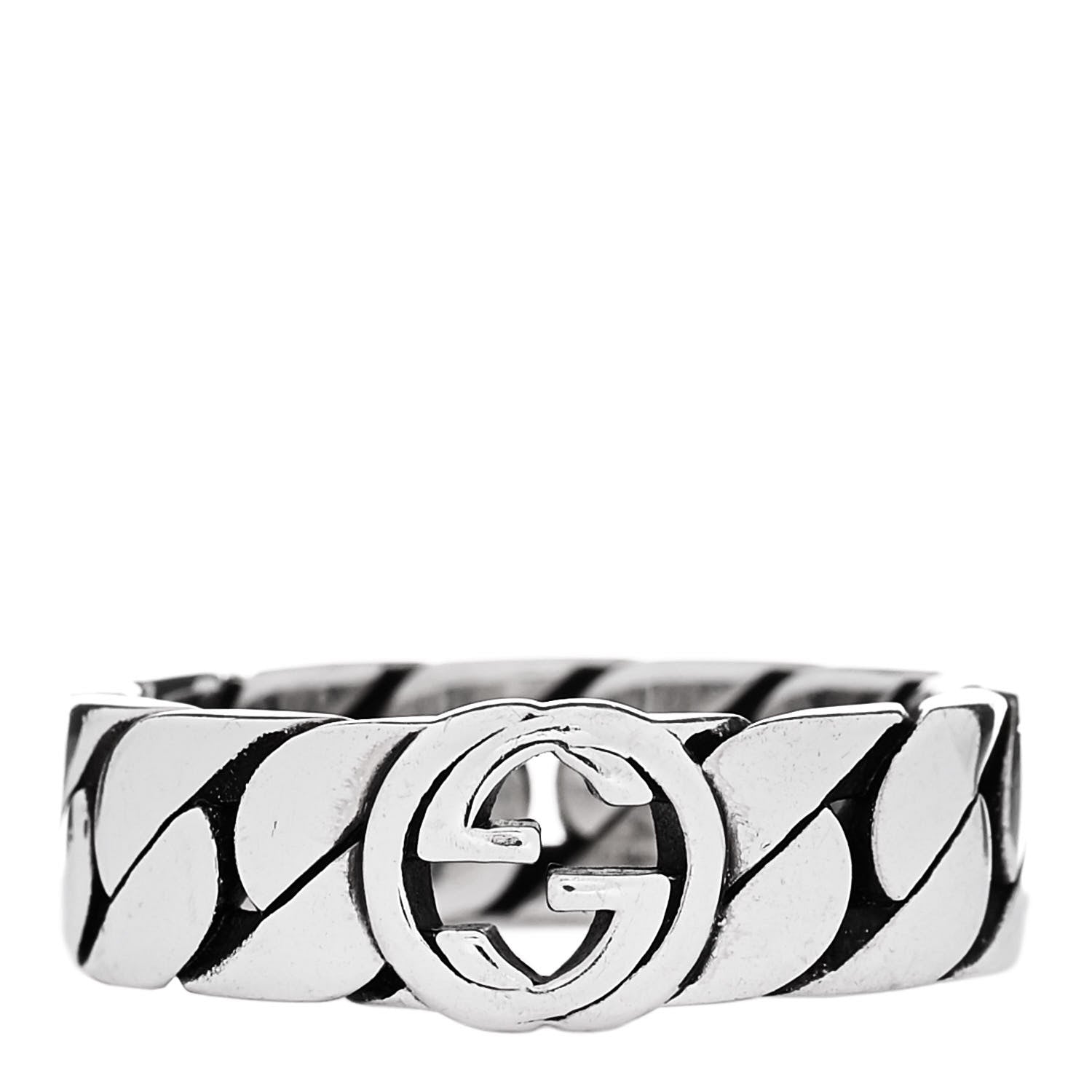 Gucci Sterling Silver Interlocking G Chainlink Band Ring 54 7 1 of 6