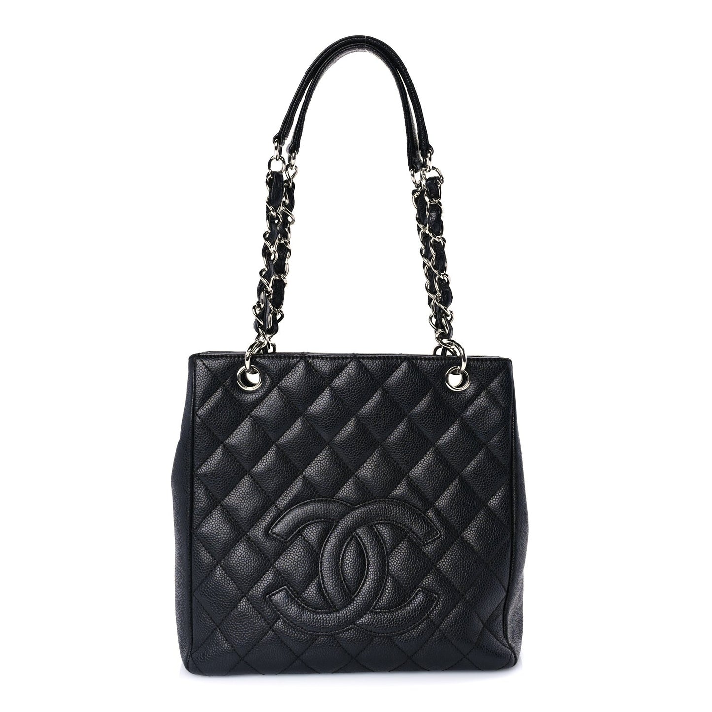 Caviar Quilted Petit Shopping Tote PST Black