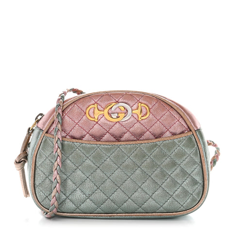 Laminated Nappa Trapuntata Mini Zumi Dome Shoulder Bag Rosa Lago Rame