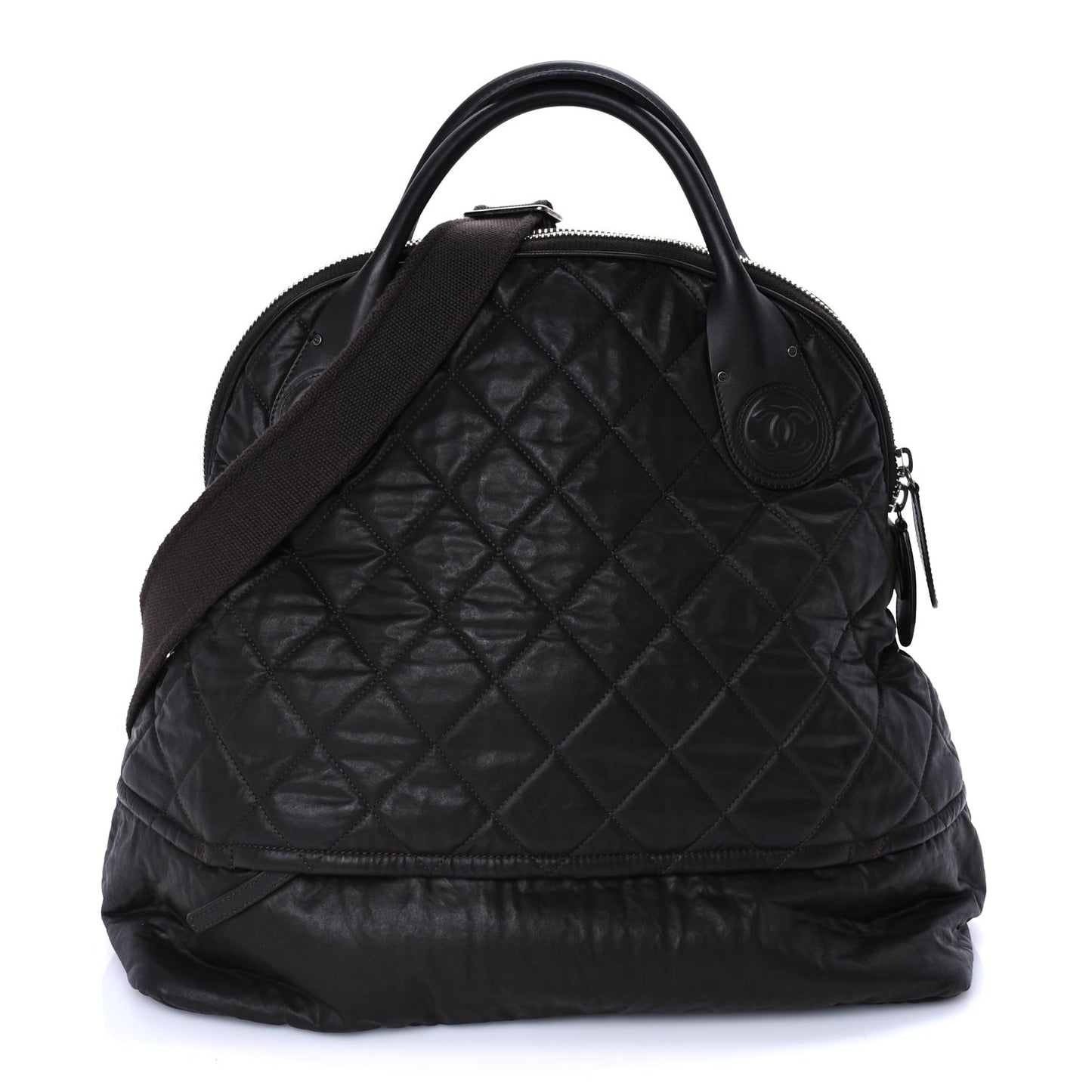 Coated Canvas Quilted Large Garment Travel Bag Brown